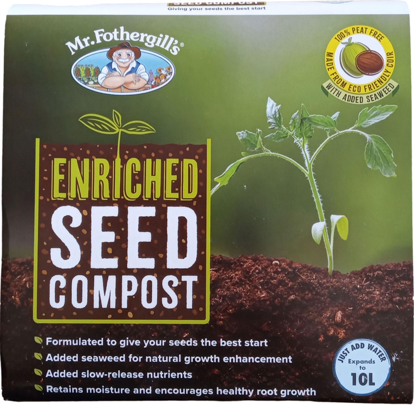 Mr Fothergills Peat-Free Enriched Seed Compost, 10 L