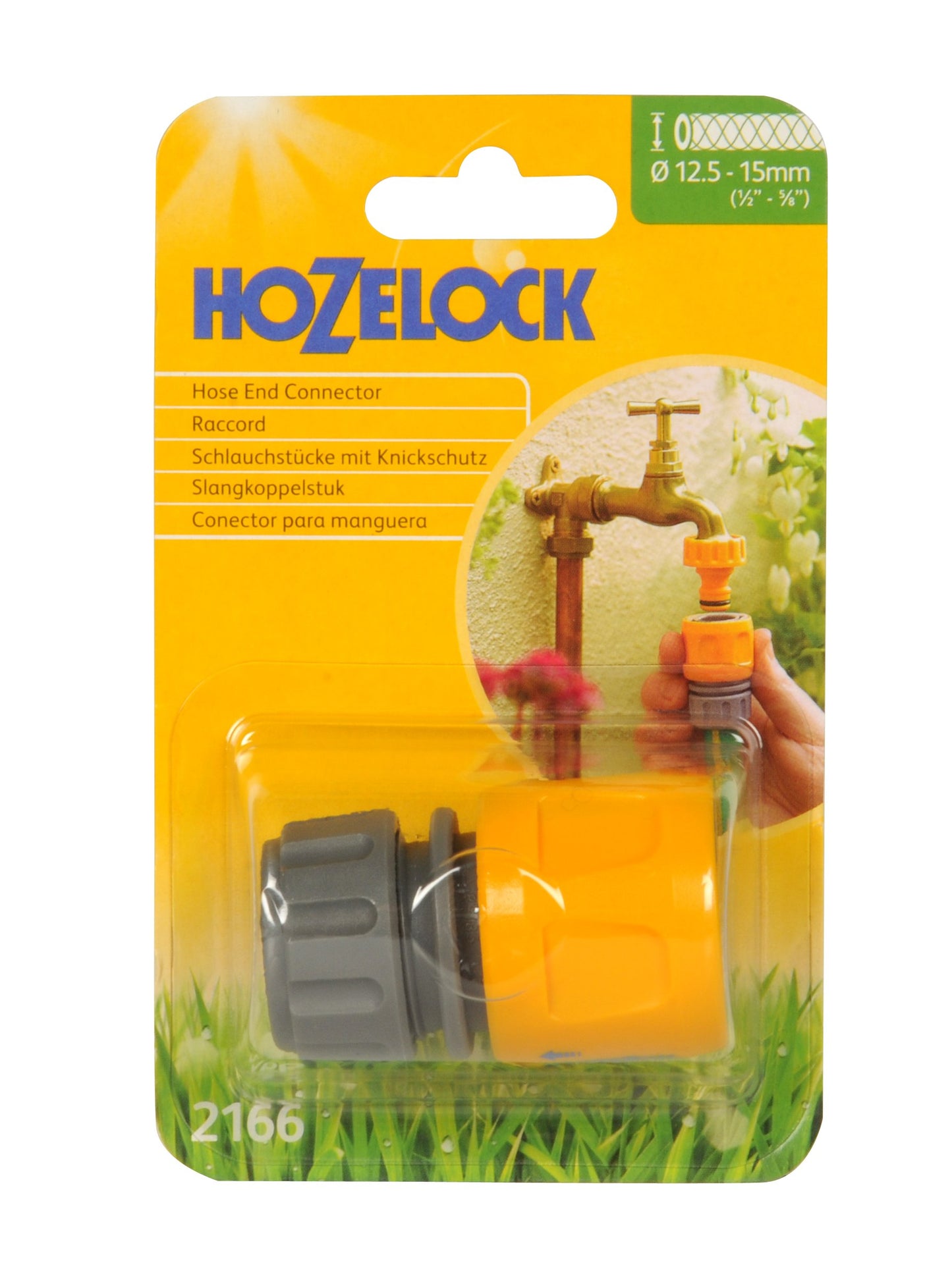 HOZELOCK - Inlet Adaptor : For Reels and Carts, Water Connection [2166P9000], Grey, 12.5mm & 15mm