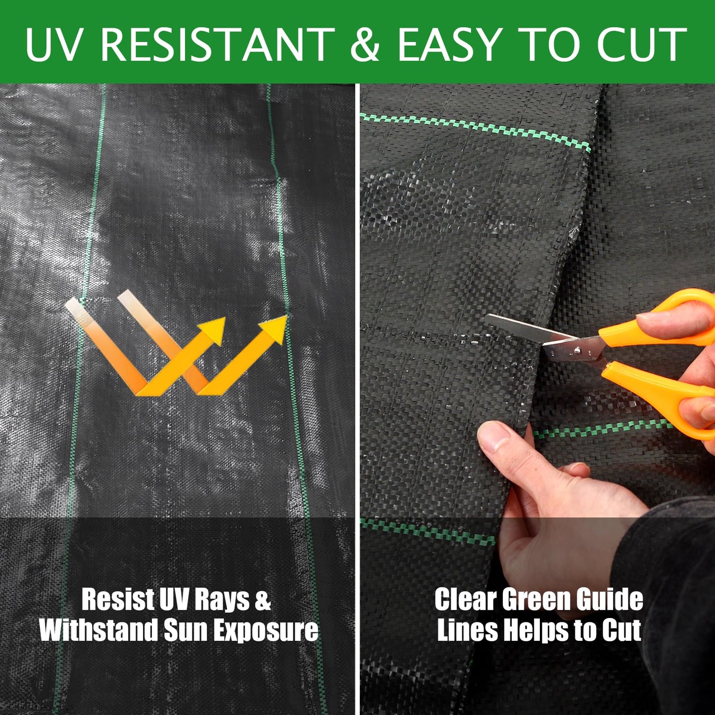 ZEAKKCEE 2M X 5M Weed Control Membrane, 90gsm Premium Heavy Duty Weed Barrier Landscape Fabric Mat, Ground Cover for Landscaping Patios Gardening Farming with 20 U-Shaped Securing Pegs Washers