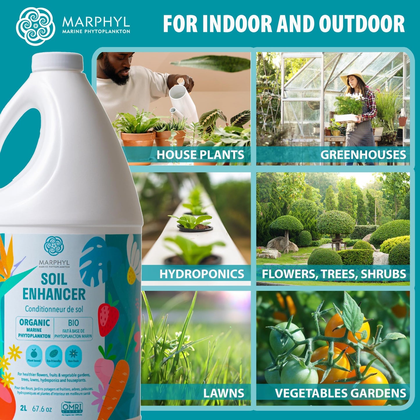 MARPHYL Organic Liquid Fertiliser - Indoor Plant Food - Nutrient rich Seaweed Liquid Fertilizer- All Purpose Liquid Fertiliser for indoor Plants, Flowers, Vegetables, Succulents, Bamboo, Hydroponics