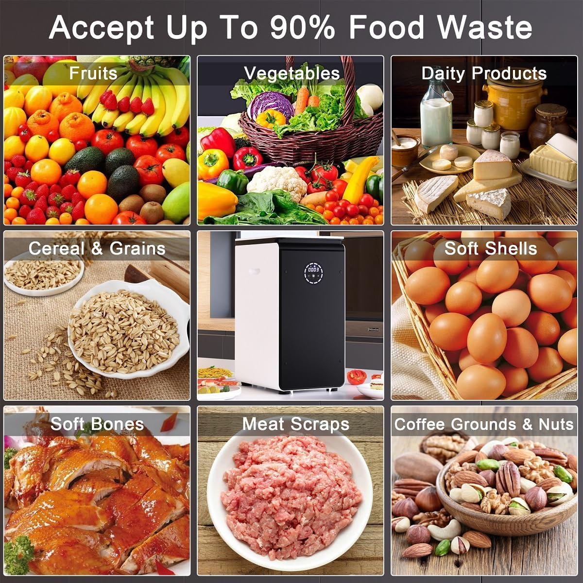 GEME World First Compost Bio Smart 19L Electric Composter for Kitchen, No Need to Change Filter, Not Dehydration Tec, Add Waste Anytime, Electric Compost Bin Kitchen, Food Cycler Real Compost