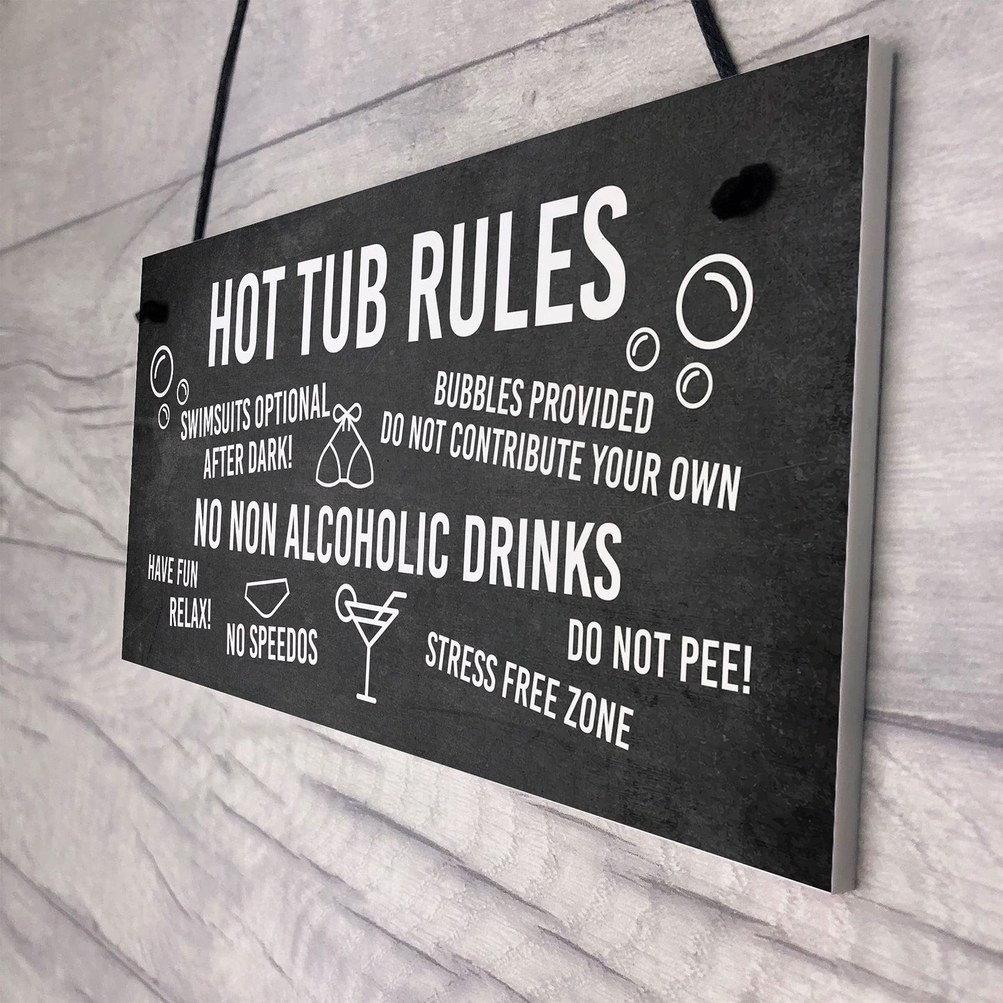 RED OCEAN Funny Hot Tub Rules Sign Perfect Hot Tub Accessories Garden Sign Home Gift