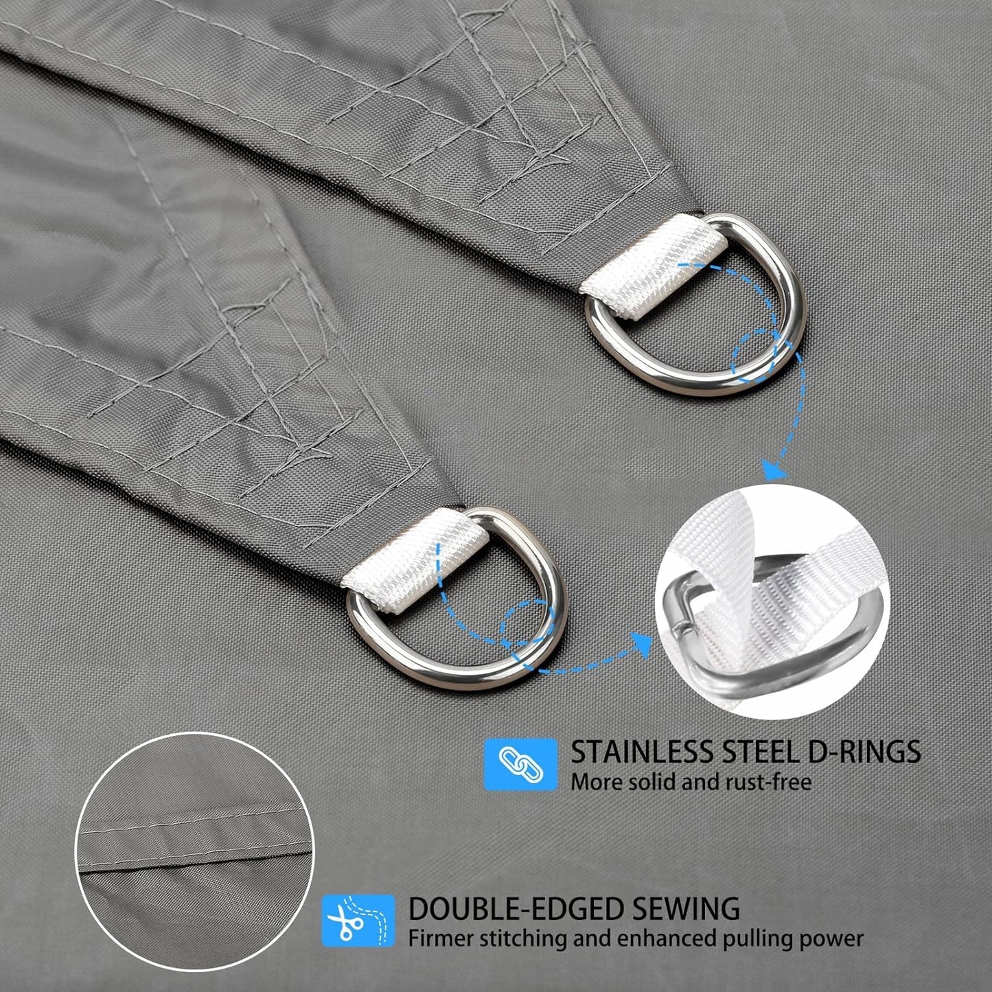 Ankuka Sun Shade Sail 4m x 6m Grey Rectangular Waterproof Garden Sun Sail Outdoor Patio Party Sunscreen Awning Canopy 98% UV Block With Rope