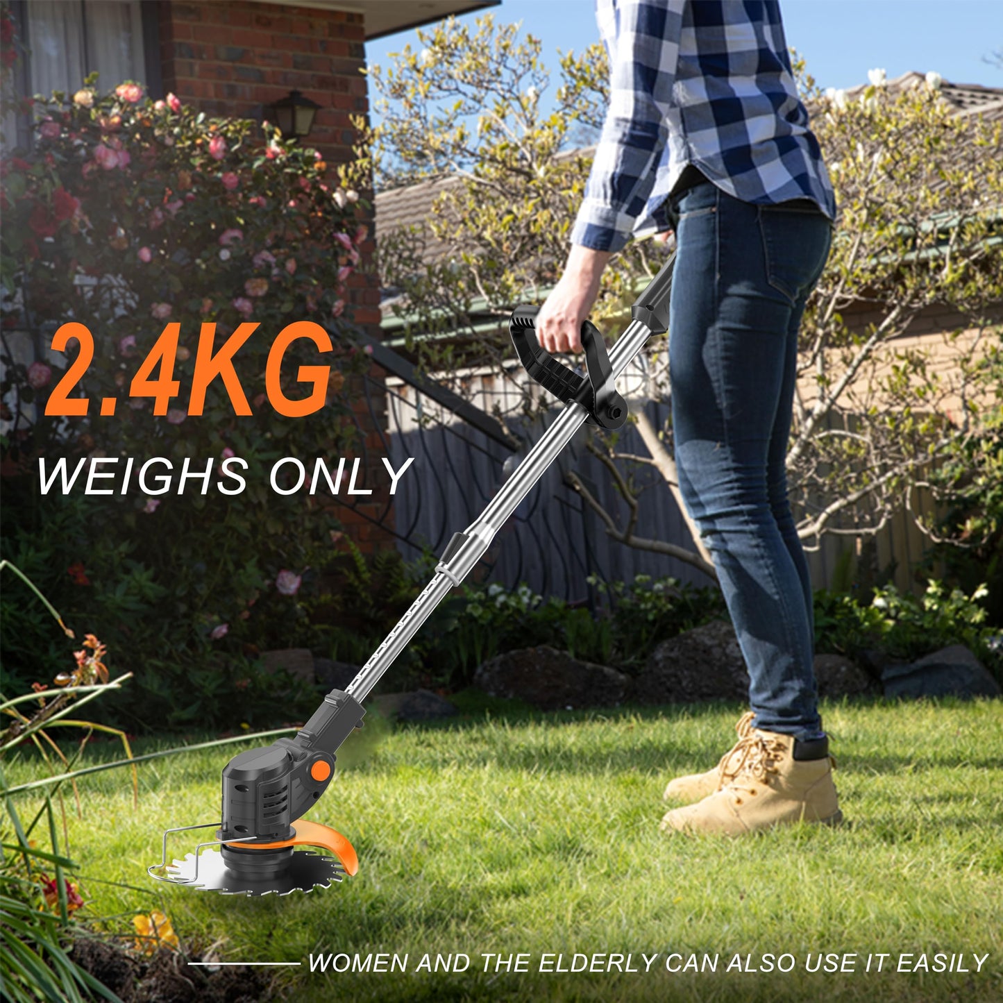 Metal Blade Cordless Strimmer 21v Grass Trimmers With Warehouse hooks 16 Blades 15cm Cutting Diameter Cordless Strimmer Retractable Handle For Lawn Garden