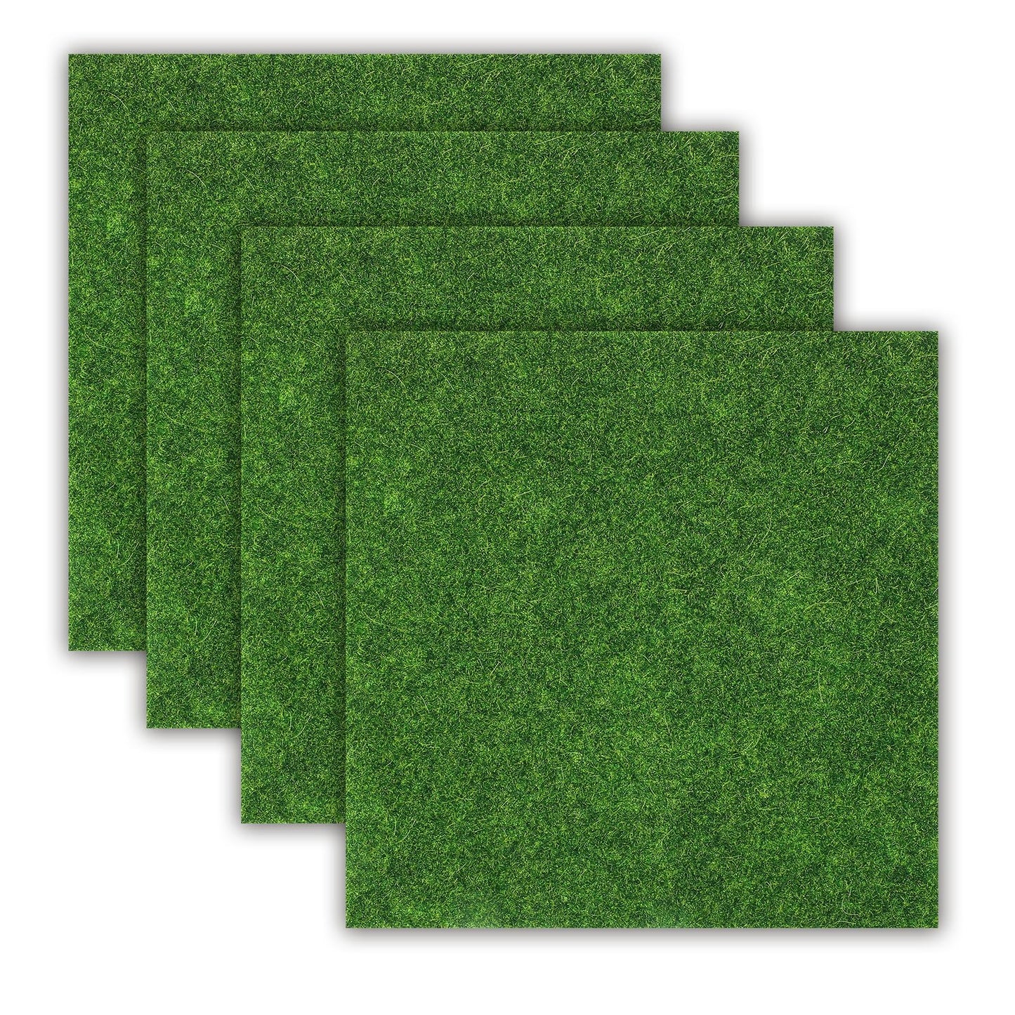 Aeaocvo 4 PCS Fake Grass Mat 15 x 15 cm Miniature Grass Micro Artificial Grass Turf for Craft, Imitation Grass for Modelling, Dolls House, Toy Farm, Fake Garden Grass Lawn Ornament