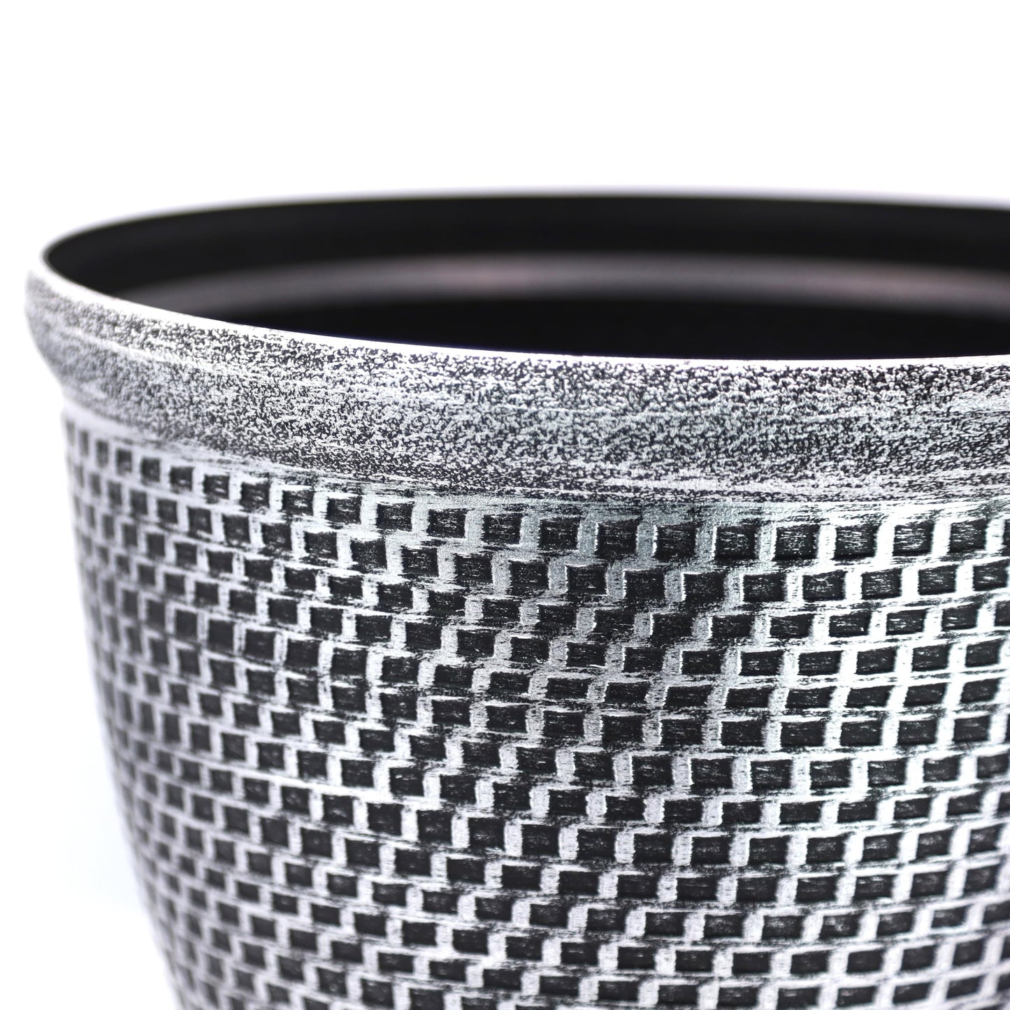 Fyne-Finds Set of 2 Large Plastic Round Silver Cromarty Plant Pot Flower Pot Planter Garden Decoration Antique 30cm, 12inch Outside Planters 10L Outdoor With Drainage Holes