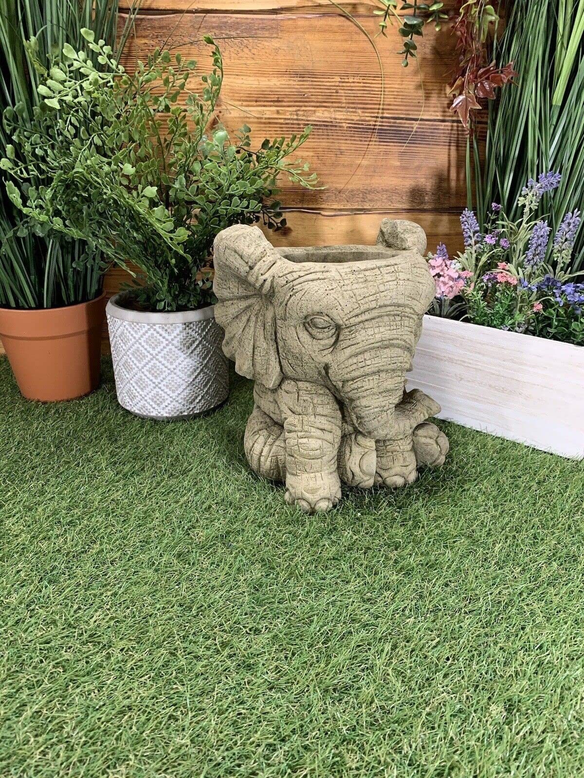 STONE GARDEN ELEPHANT PLANTER PLANT POT FLOWER POT HAND CAST ORNAMENT