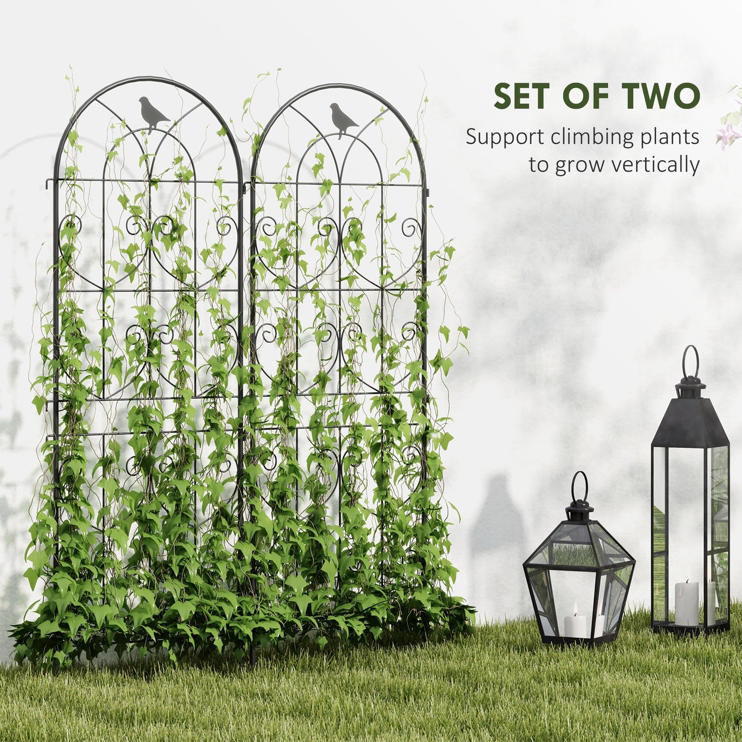 Outsunny Set of 2 Metal Garden Trellis, Decorative Trellis Panels for Climbing Outdoor Plants, Vegetables, Vines, Flowers, 150 x 50cm