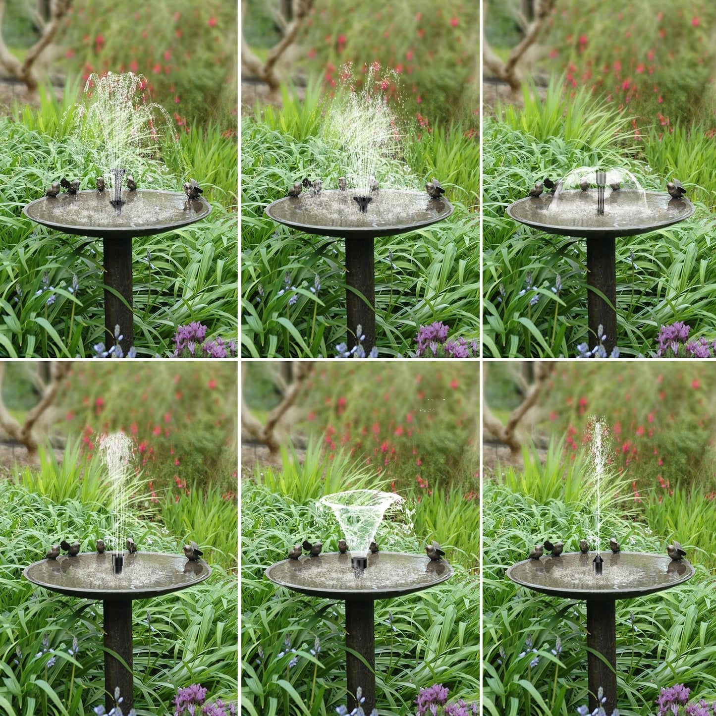 Billing Solar Pond Foundtain with Battery Backup, 6W 300L/H Solar Water Pump with 3000mAh Battery Backup, with Filter DIY 5ft Tubing Solar Fountains Water Feature for Garden Ponds, Pool, Fish Tank