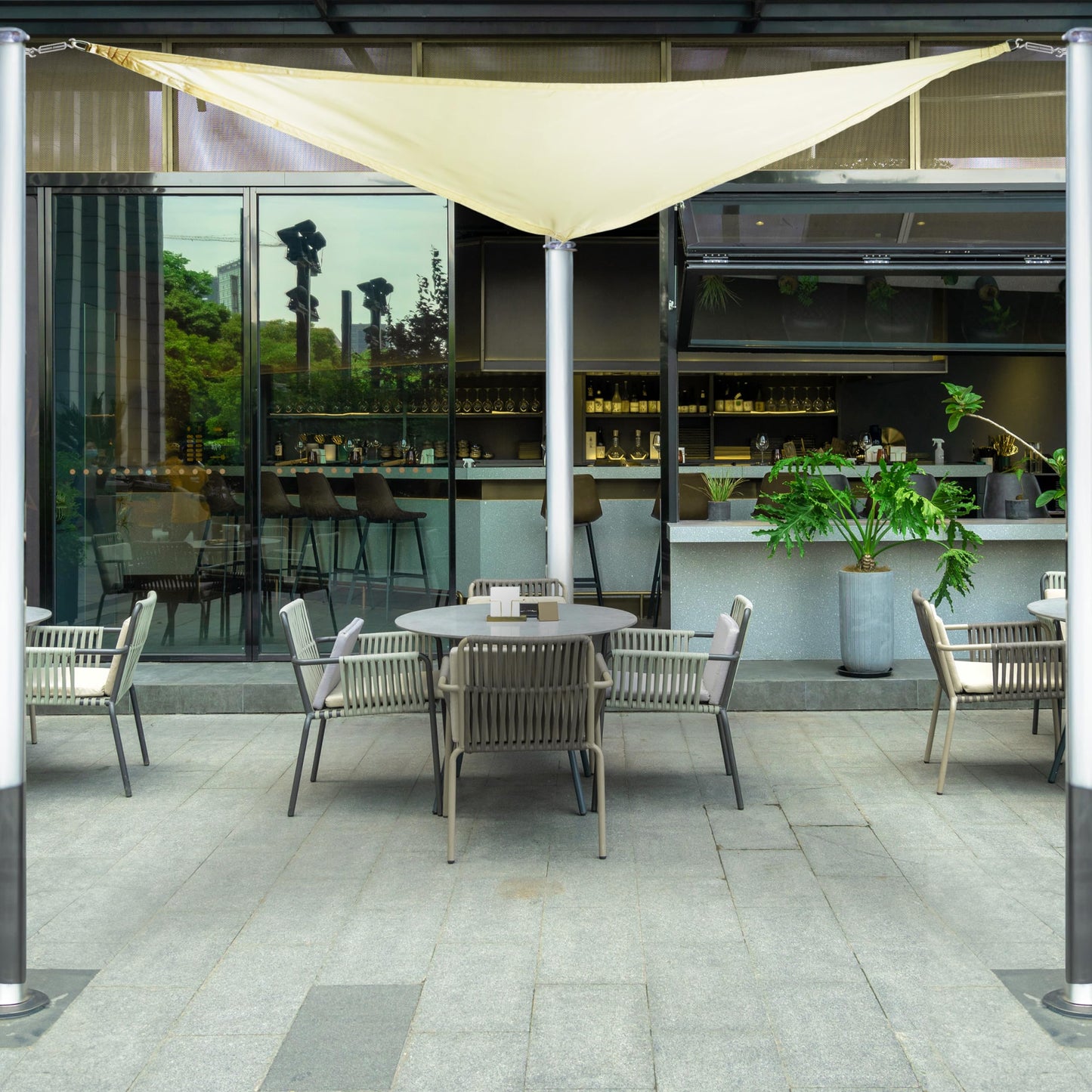 Belle Vous Cream Triangle Sun Shade Sail Set - 2 x 2 x 2m/6.5 x 6.5 x 6.5ft Waterproof Sunshade Awning Canopy with Ropes - Outdoor UV Block Sunscreen Canopy Shelter for Garden Patio or Backyard