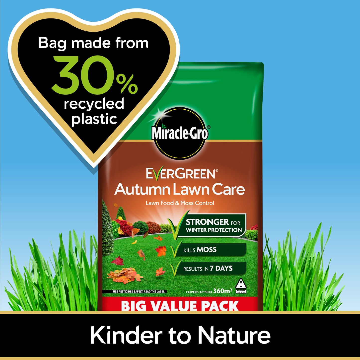 Miracle-Gro 121197 Autumn Lawn Care, Lawn Food & Moss Control, 360 m2, Natural