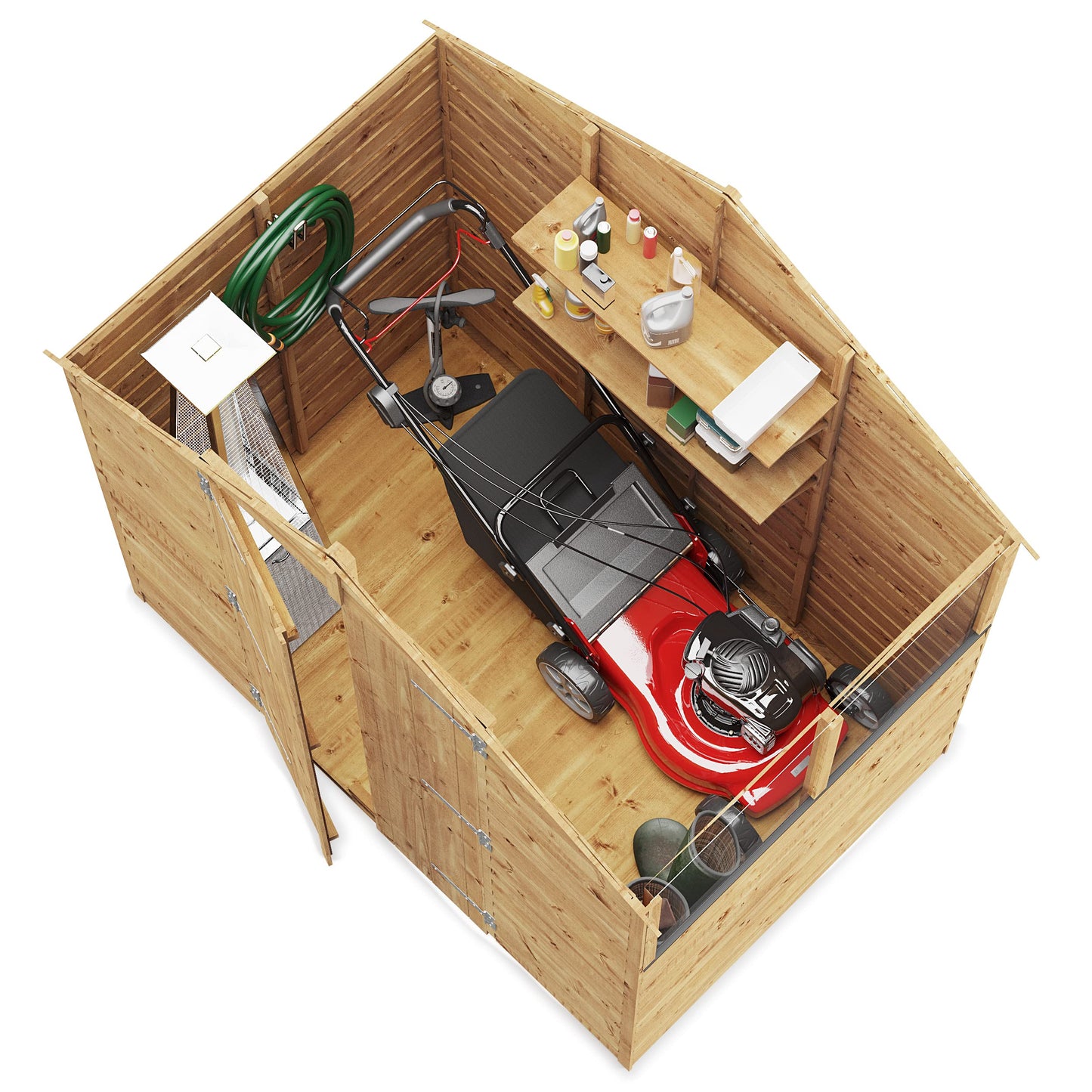 BillyOh Keeper Overlap Garden Shed with Floor | Wooden Garden Storage Shed with Apex Roof & Felt Included | Windowed or Windowless- Multiple Sizes (4x6 Windowless)