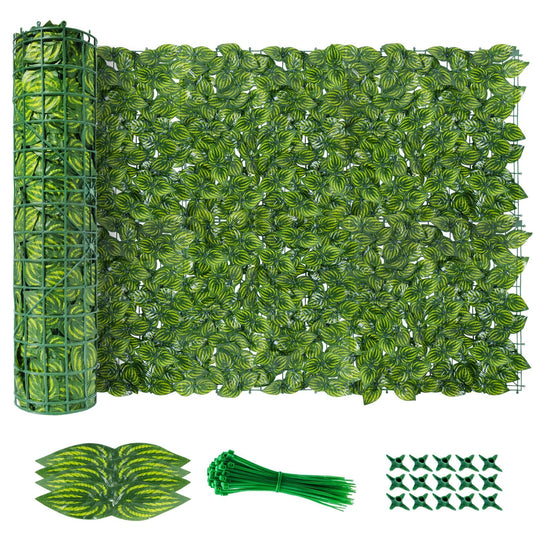 AGJIDSO Artificial Ivy Fence Screening, 3m x 1m (2 * 3x0.5m) Artificial Hedge Roll, Privacy Fence Screen Artificial Hedge Screening for Garden, Balcony, Outdoor, 100PCS Zip Ties