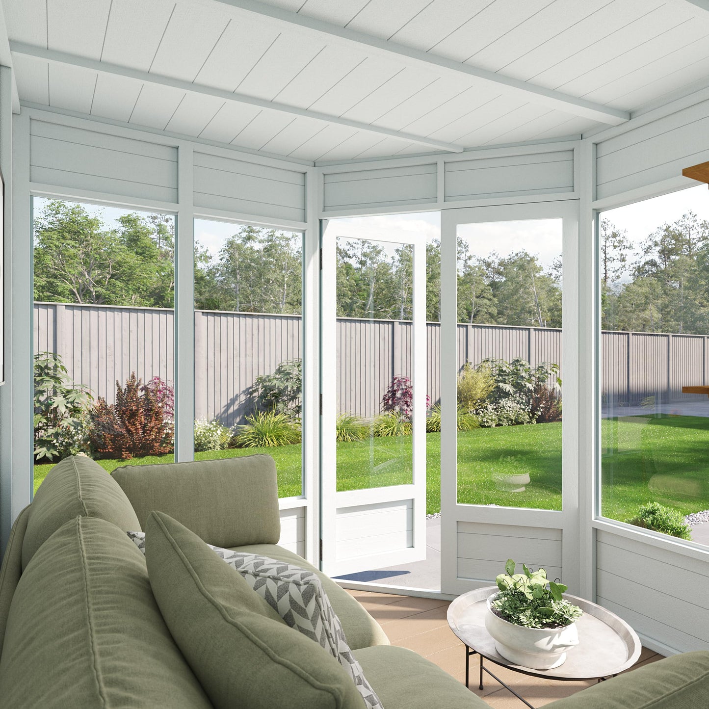 BillyOh Corner Summerhouse Log Cabin with Side Garden Storage Shed 11 x 7 Wooden Summer House Penton Summerhouses 11x7 Spray Treated (Store on Left)