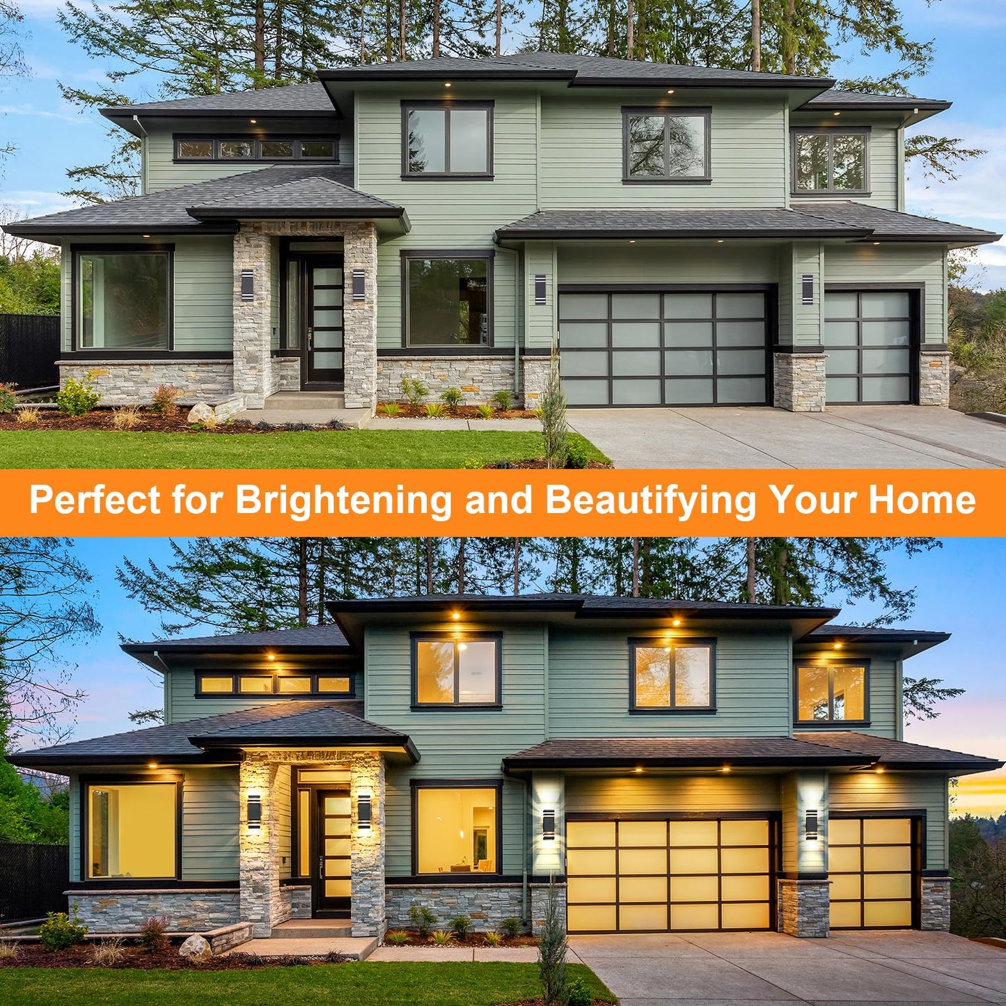 CELAVY Outdoor Wall Lights Mains Powered Outside Up Down Lights, IP65 Waterproof LED Porch Front Door Light, Square GU10 External Modern Lighting Exterior Sconce Lamp for House, Anthracite Grey