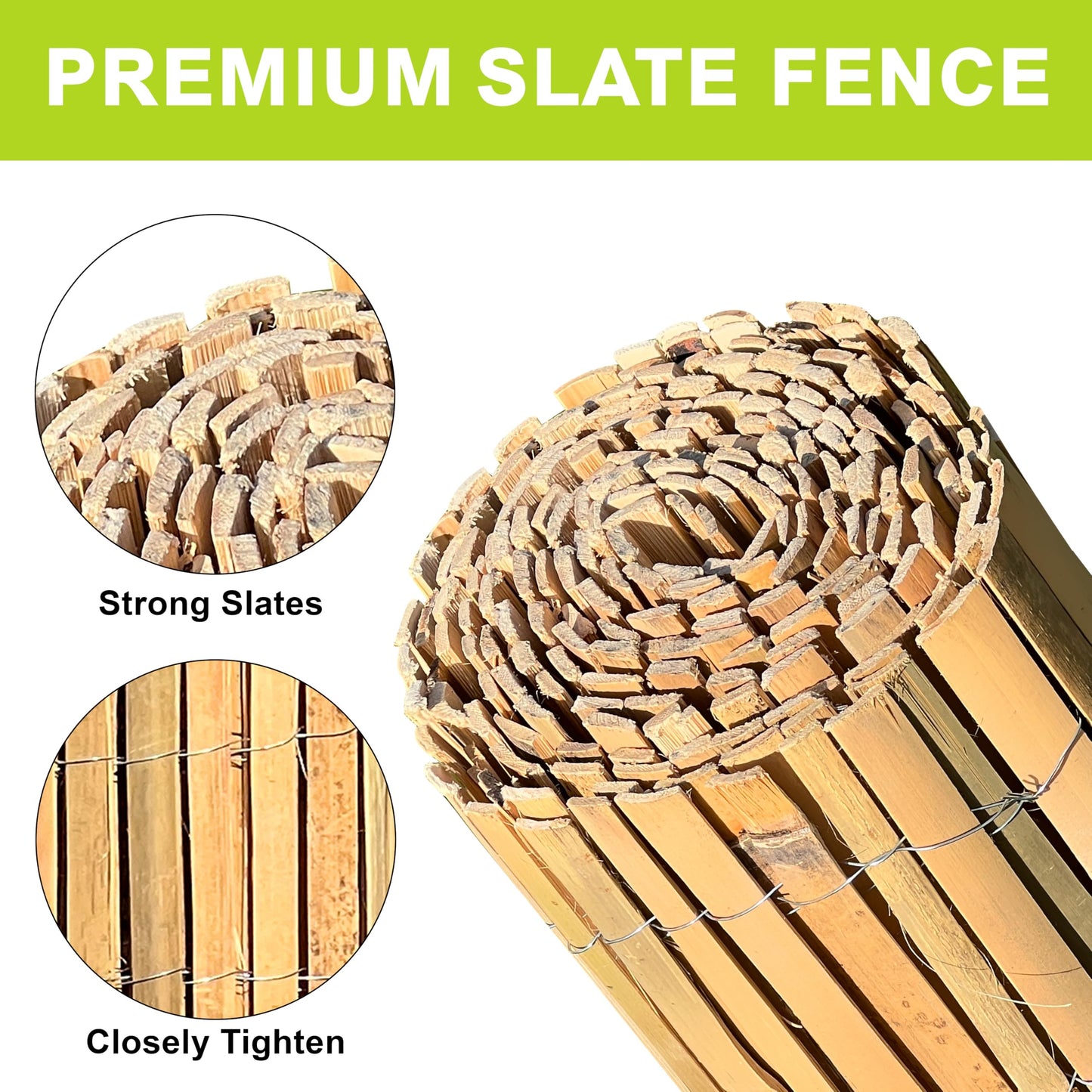 Natural Garden Screening - Outdoor Privacy Slat Bamboo Fence Screening - Suitable Choice for Bamboo Screening Provide an Instant Solution for Wind and Sun Protection, Garden Privacy Screen (1m x 4m)