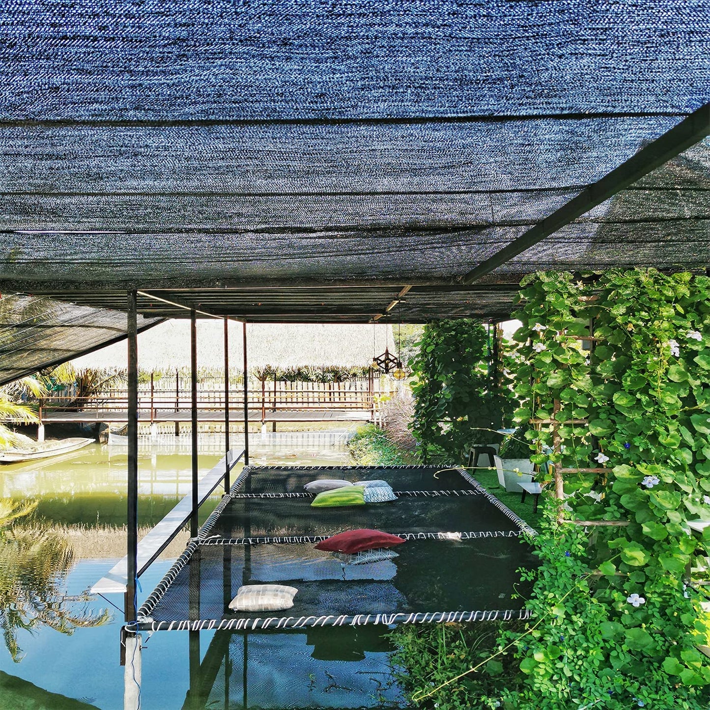 LATERN 55% Shade Cloth Cover, 2m x 10m Garden Mesh Shade Tarp HDPE Sunblock Shade Net UV Resistant Netting for Greenhouse Cover Patio Plant Flower Chicken Coop Carport