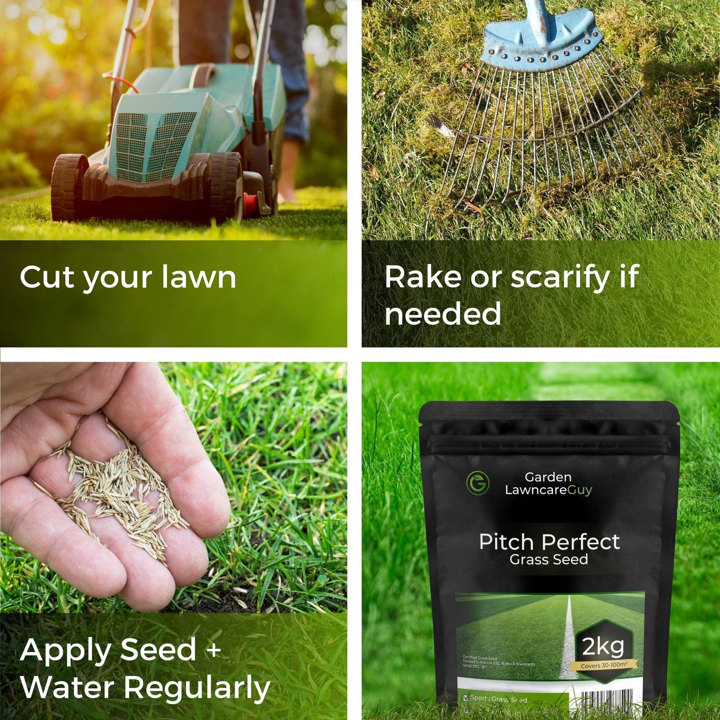 Pitch Perfect - Rye Grass Seed Sports Mix - Ultra Hard Wearing & Fast Growing - Garden Lawncare Guy 5kg