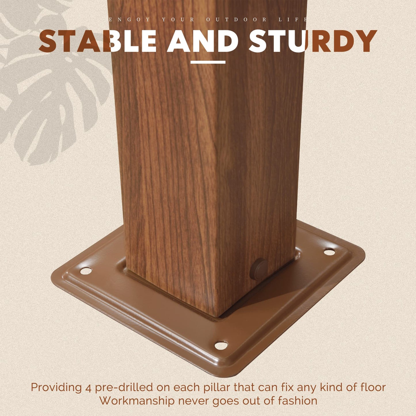 PURPLE LEAF 3 X 3 M Metal Pergola With Retractable Roof, Large Garden Pergola With Teak-Finish Powder-Coated Aluminum Fram for BBQ, Balcony, Outdoor and Patio, Grey