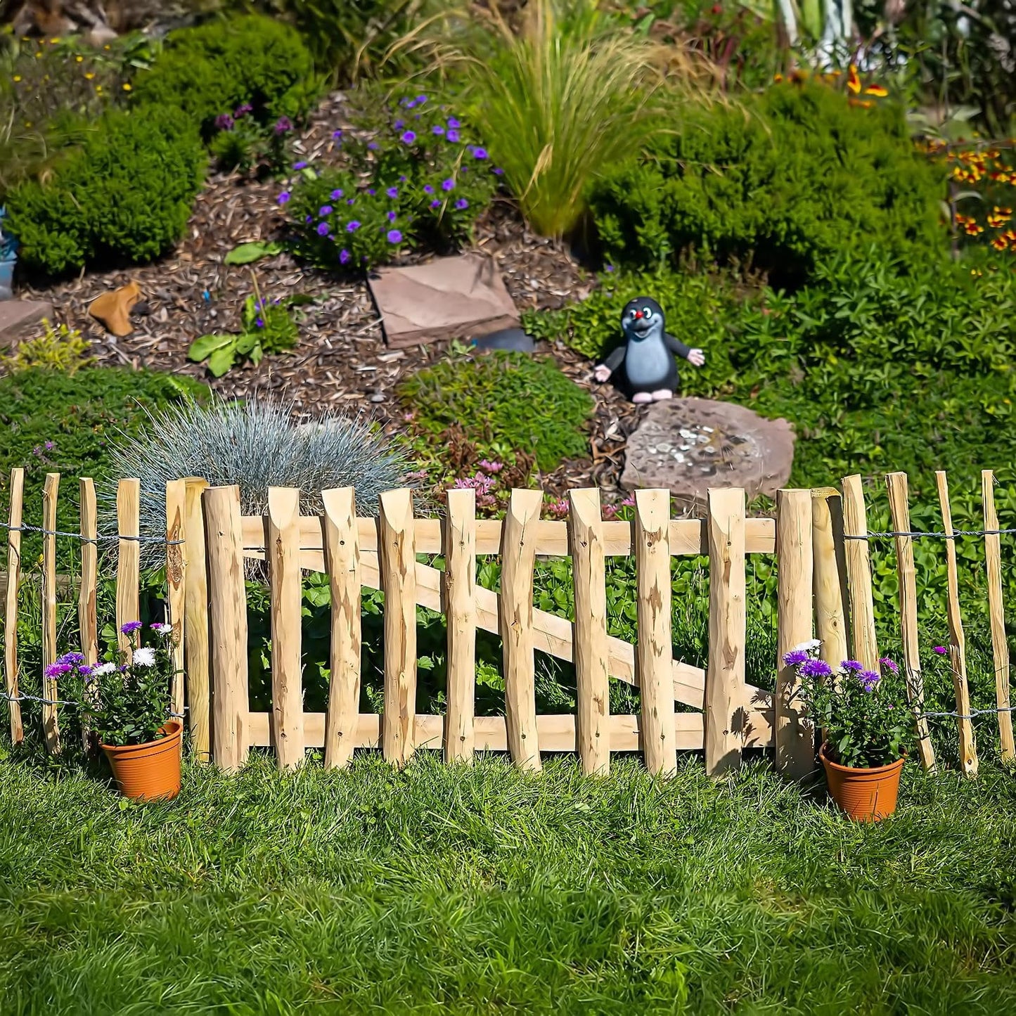 BooGardi Wooden Garden Gate Kit, 120 cm Width x 120 cm Height, Hazelnut, Rustic Style, Swing Gate, Garden Door