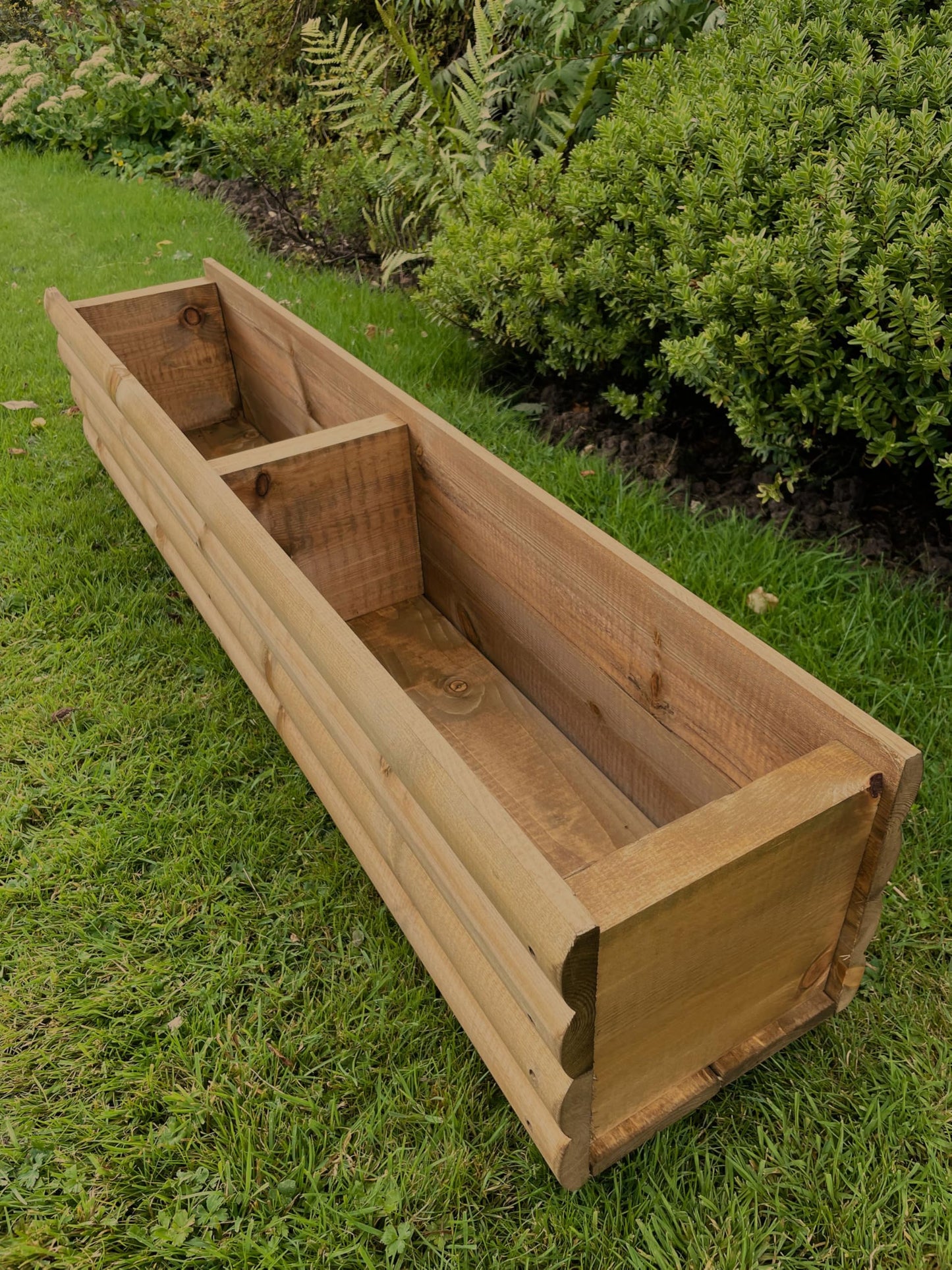RUDDINGS WOOD 120cm Large Log Style Wooden Trough Planter Heavy Duty Garden Flower Pot box