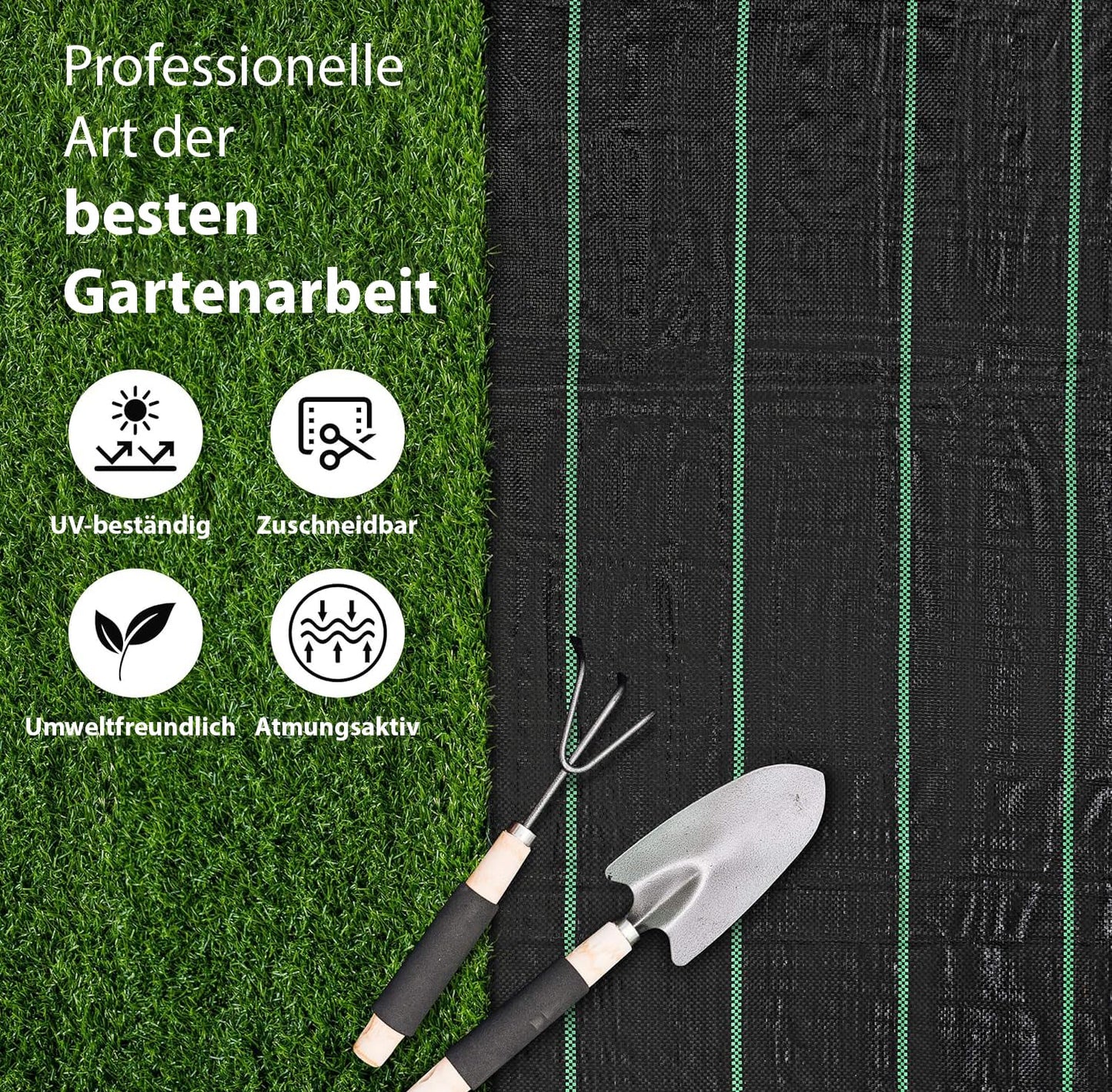 LawnScape Weed Control Membrane 2M x 10M UV Stabilized Woven PP Nature Friendly Heavy Duty Weed Barrier Fabric for Garden, Ground, Cover Sheet, Raised Bed Liner, Under Decks, Gravel and Walkways