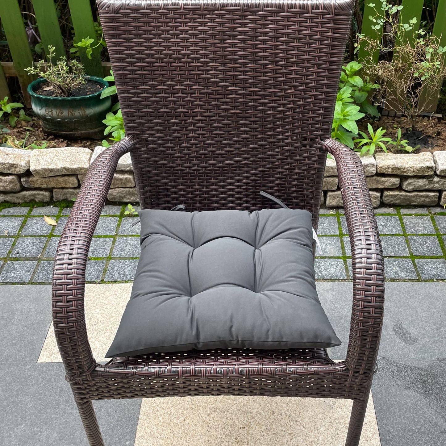 HAMO Garden Chair Cushions Outdoors Seat Pads, Set of 4, 40x40 cm, 16x16 inches (Graphite)