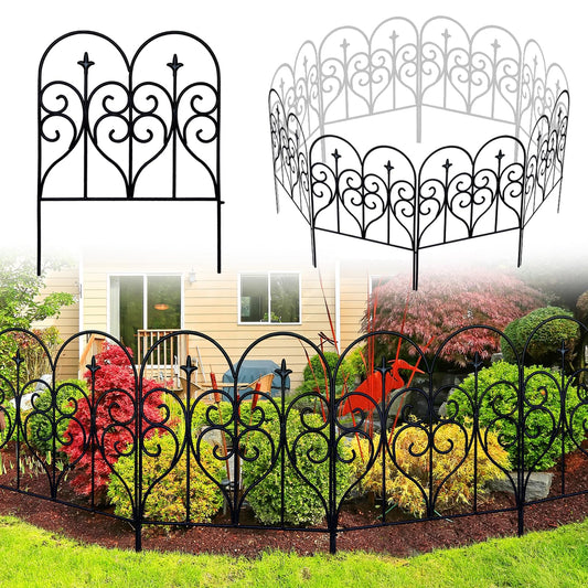 Thealyn Decorative Garden Fence 81cm (H) x 6m (L) Fence Panels Rustproof Metal Dog Fence Animal Barrier, Garden Fencing Panel Border for Yard Patio Flower Bed
