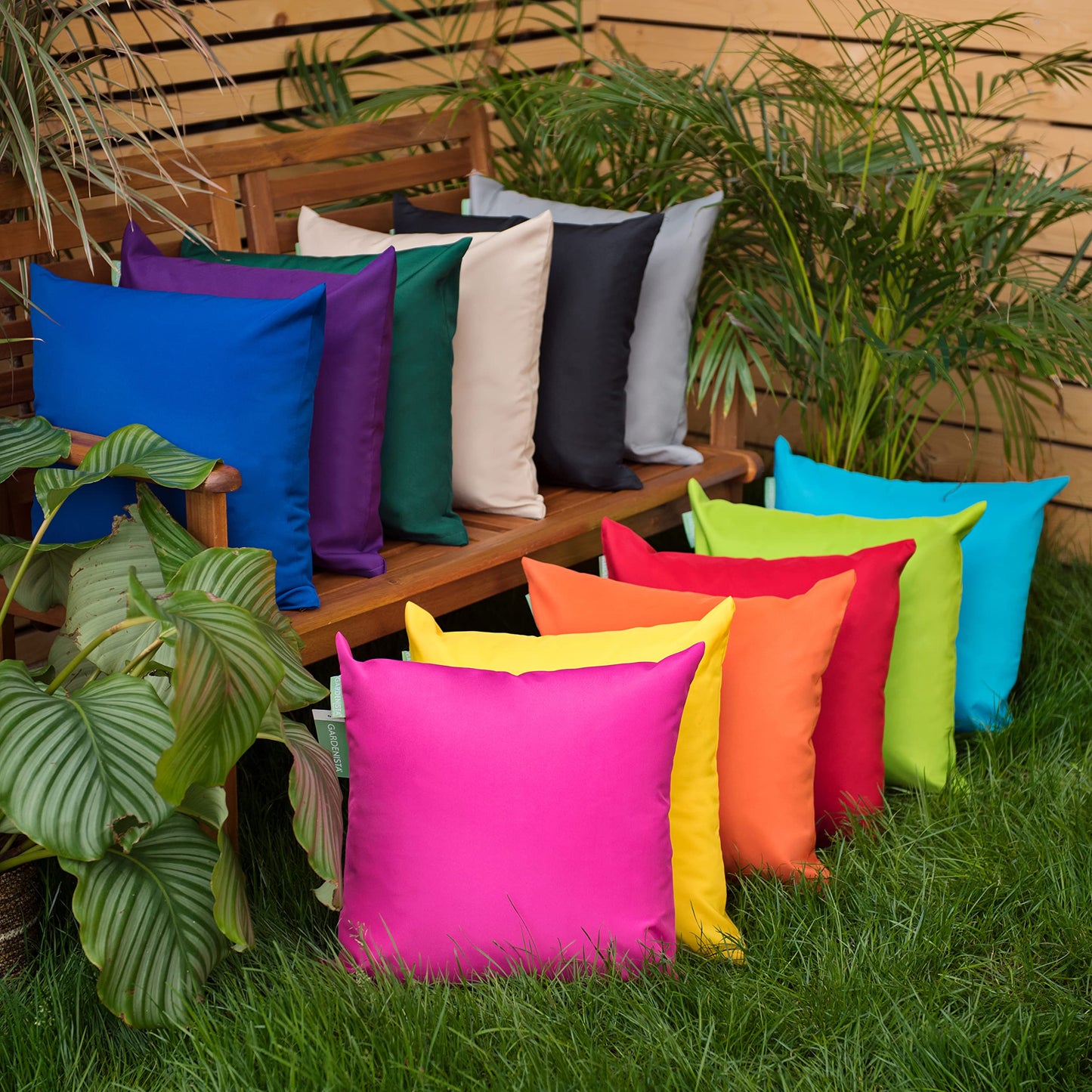Gardenista 18" Garden Scatter Cushion | Outdoor Water Resistant Garden Furniture Pillow | Soft and Comfy Patio Furniture Cushions | Throw Pillows for Sofa, Couch, Balcony - 2 Pack (Yellow)