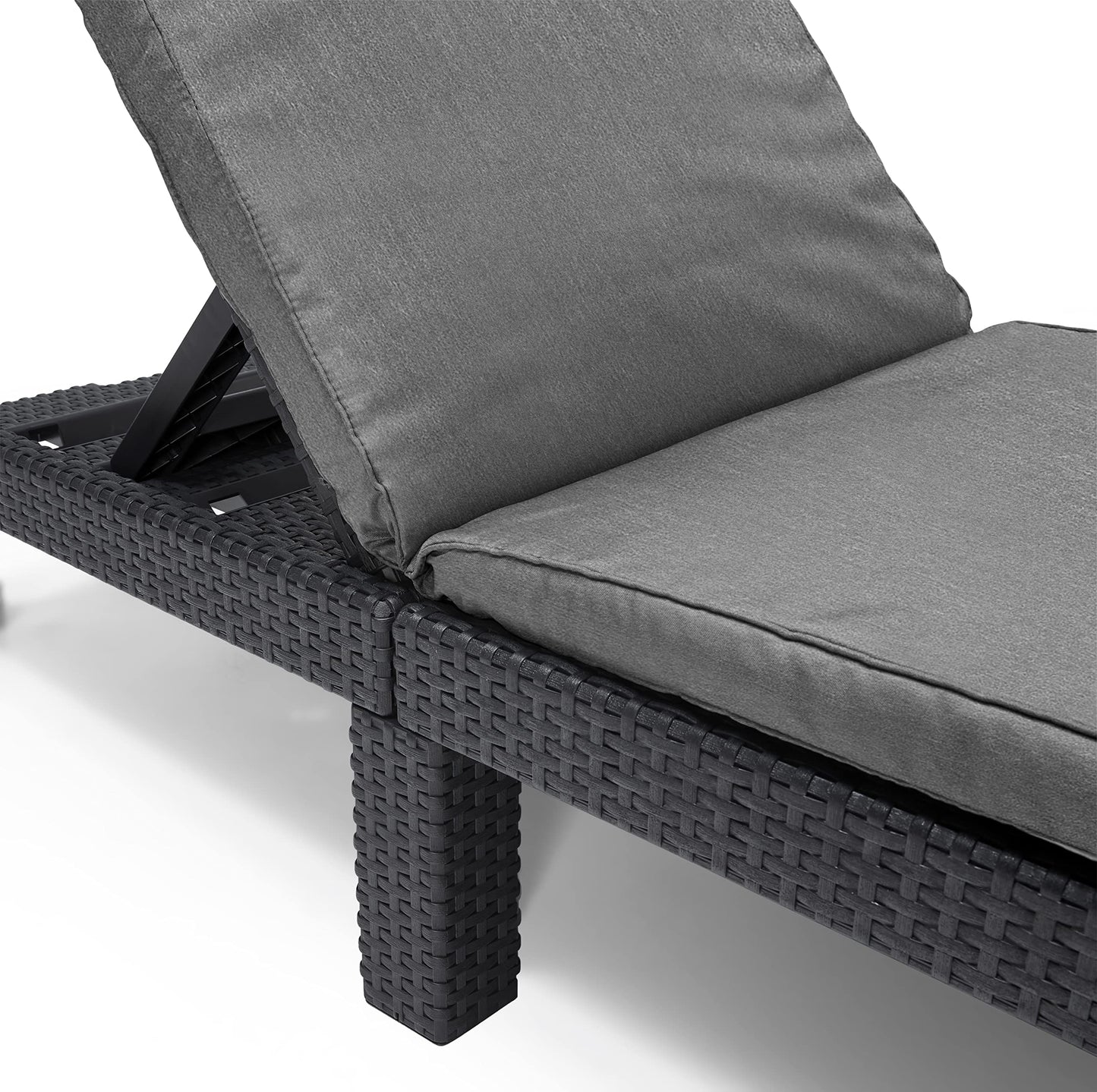 Allibert by Keter Daytona Deluxe Outdoor Garden Sun lounger - Graphite with Grey Cushions