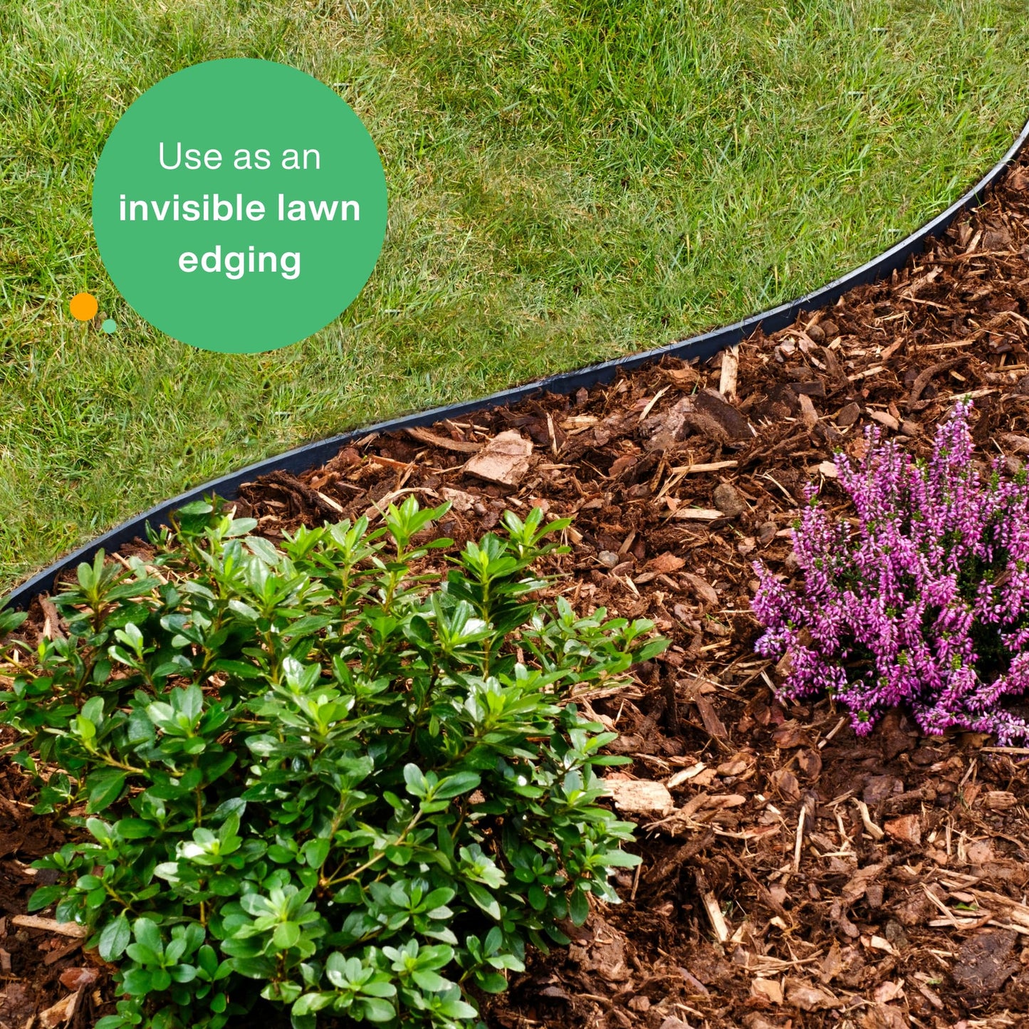 Flexible Lawn Edging 12 m - Invisible Plastic Garden Edge with 50 Securing Pegs - Easy to Use, Weather Resistant - Grass, Flowerbed & Path Border Edging, Height 78 mm, Black