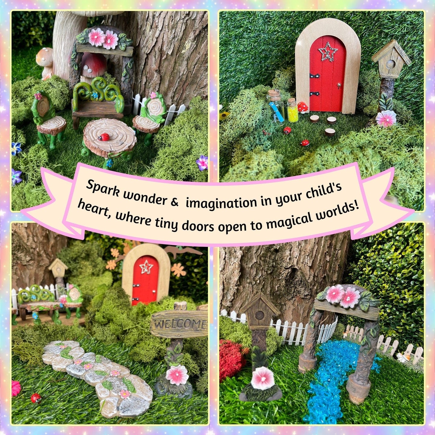 Fairy Garden Accessories Kits for Children with Fairy Door & Outdoor Fairy Garden Ornaments to Create an Enchanting Fairy Garden