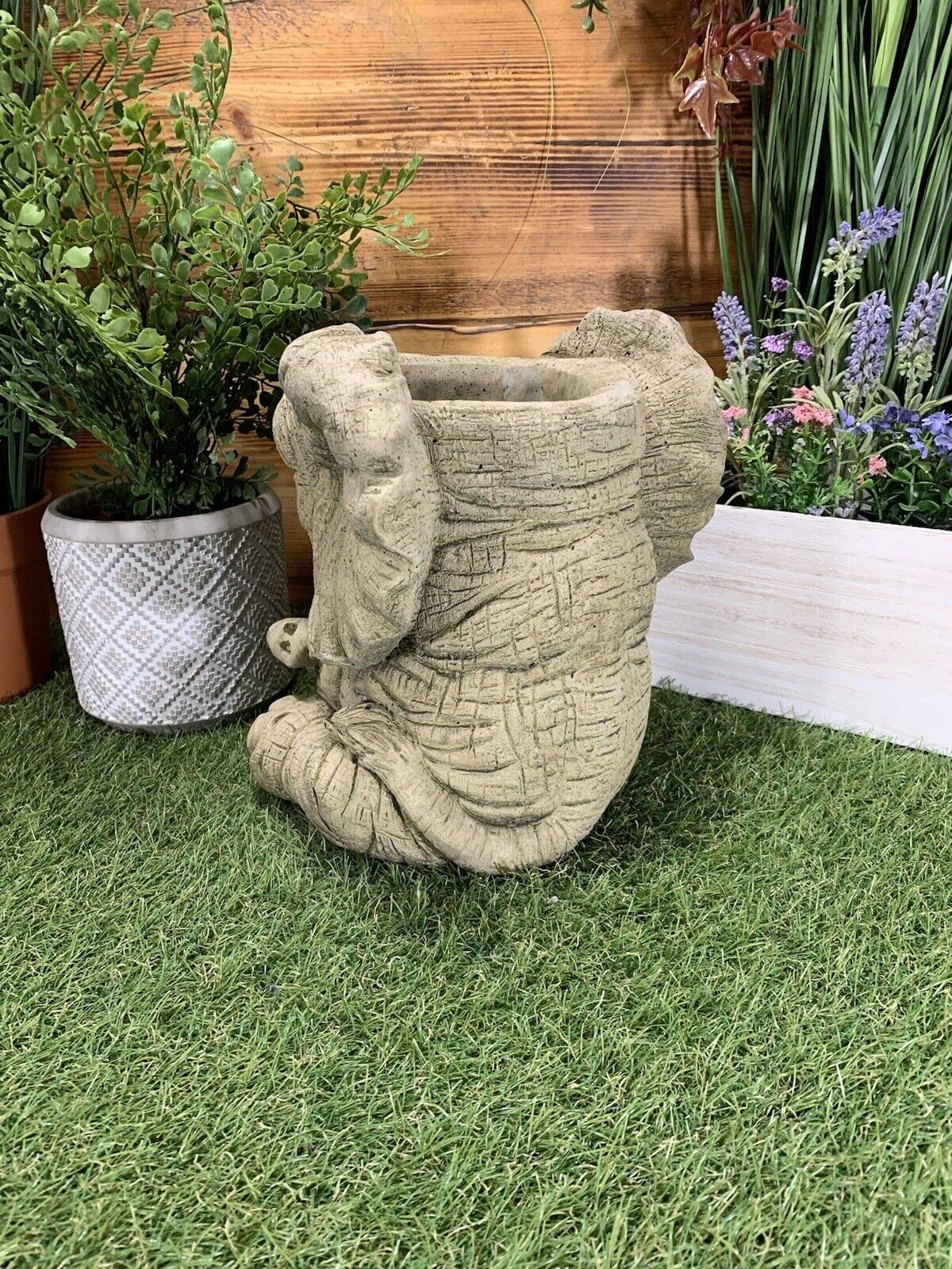 STONE GARDEN ELEPHANT PLANTER PLANT POT FLOWER POT HAND CAST ORNAMENT