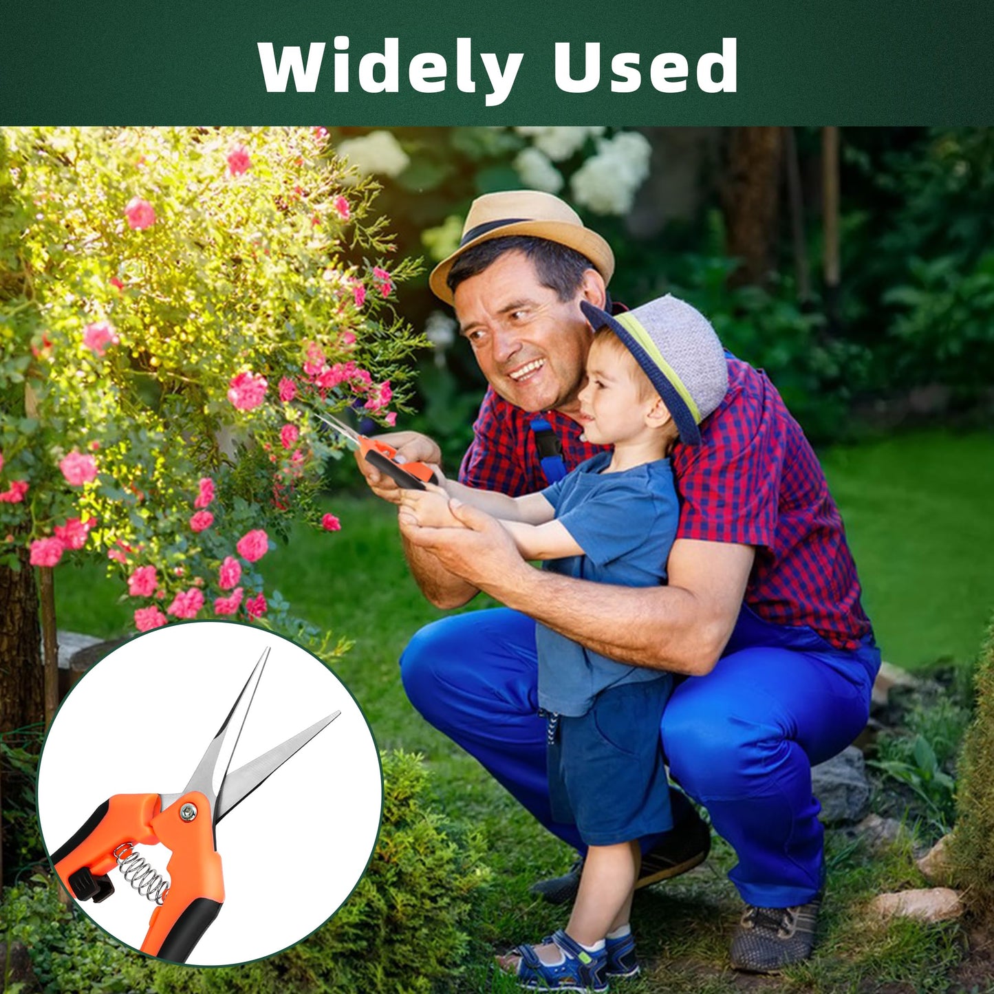 MUETKNYE 3 Pack Garden Pruning Shears, Stainless Steel Blades, Gardening Shears, Scissors, Clippers, Modern Style, Orange