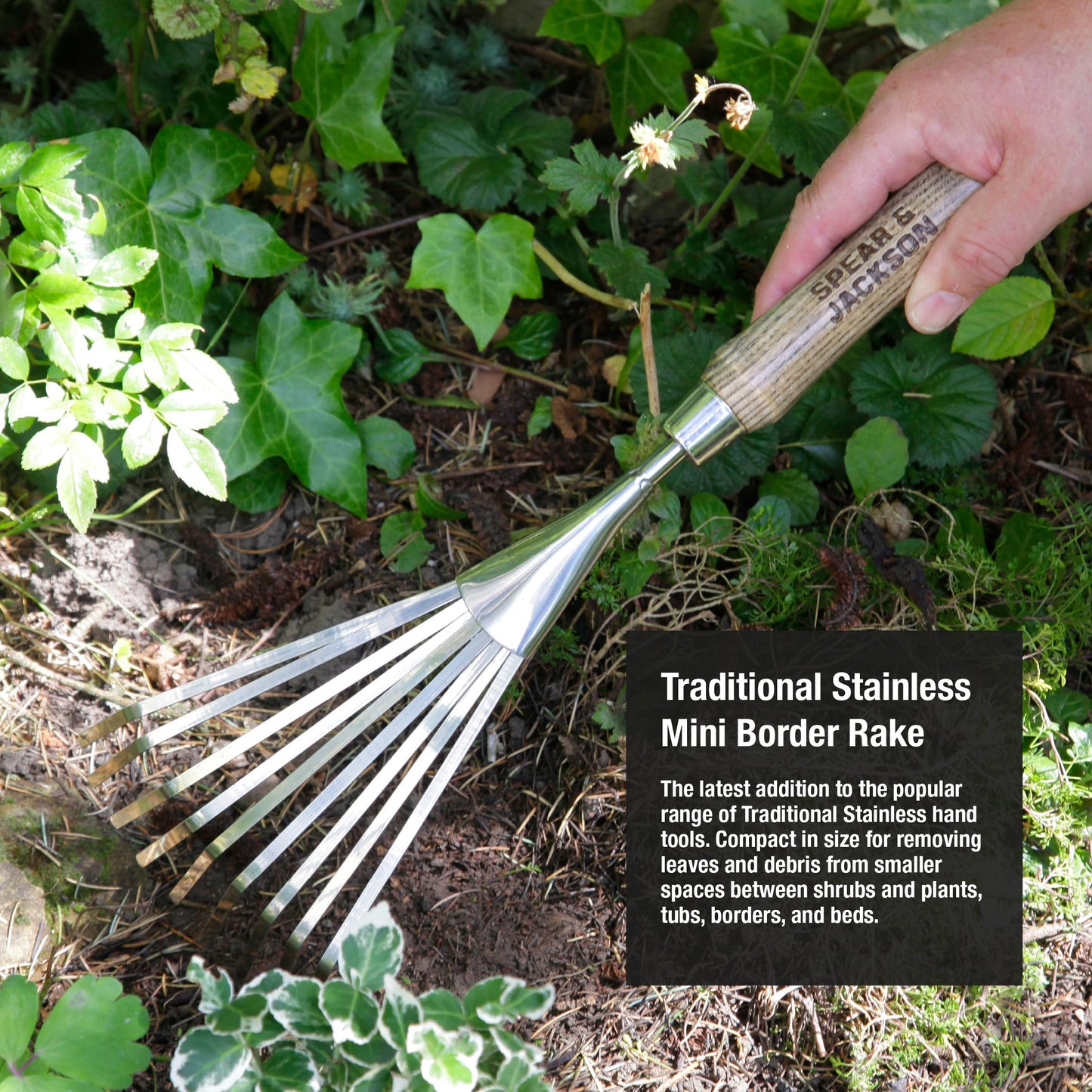 Spear & Jackson 5200BR Traditional Stainless Mini Border Rake, Brown