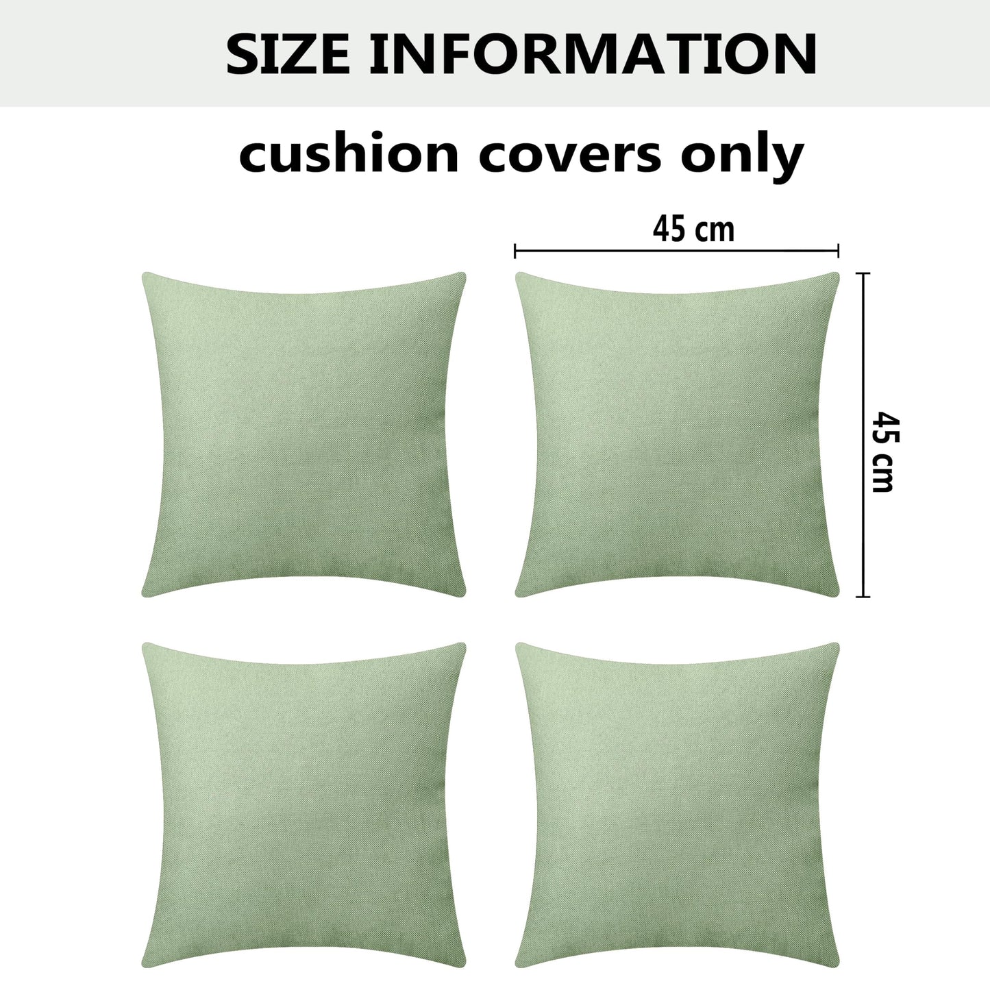 Home Brilliant Sage Green Cushion Covers 45 x 45 for Garden Furniture, Spring Decorative Outdoor Cushions Covers Waterproof, 18x18 inches, Pack of 4, Sage Green