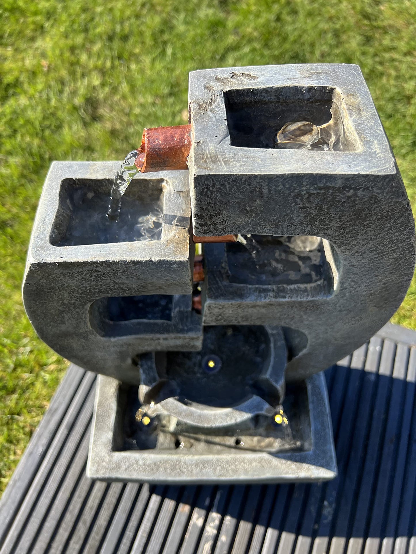 allpondsolutions Outdoor Self Contained 5 Tier Water Feature with LED Lights - Solar Powered 27.5x18x48cm