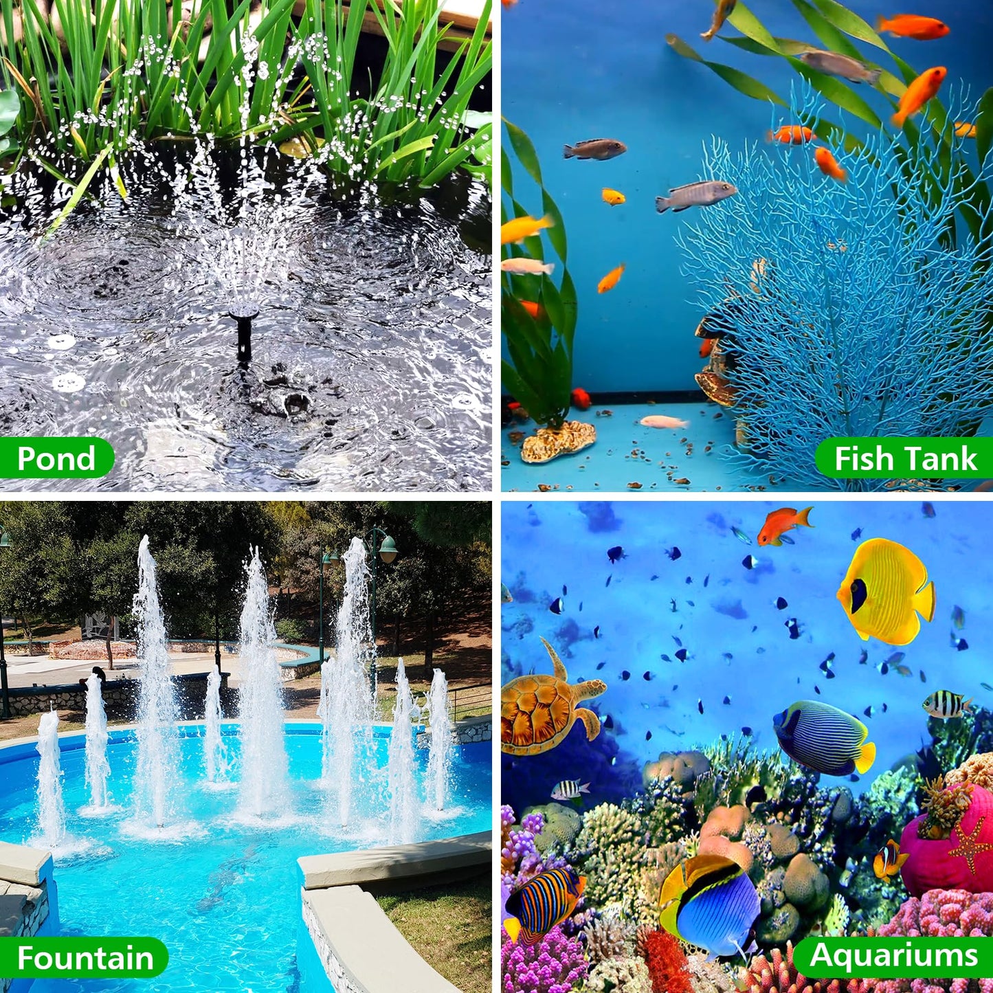 NATPOW Mini Submersible Water Pump, 800L/H Fountain Pump with 3 Colorful LED Lights, Pond Pumps with Mushroom and Blossom Spray Head for Aquarium Fish Tank, Outdoor Fountain, Water Feature