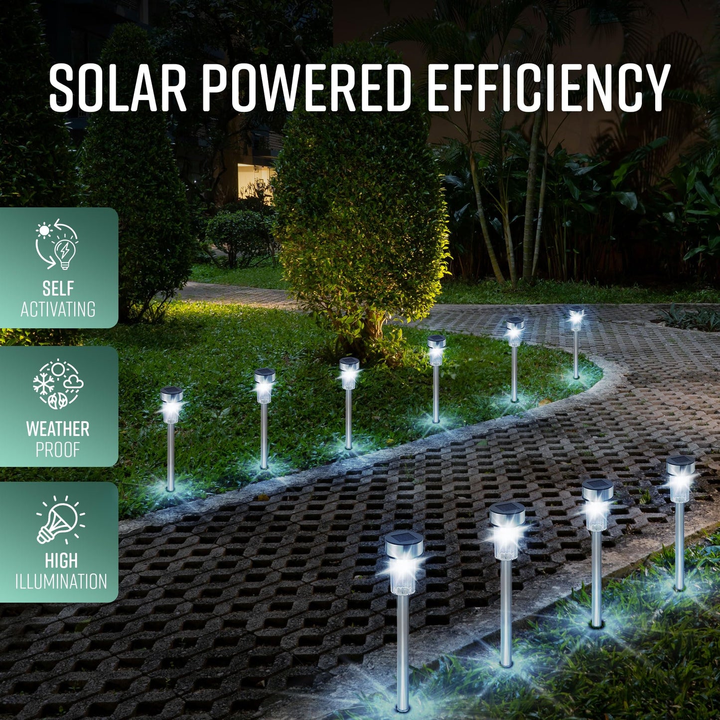GloBrite 10PC Solar Garden Lights, Garden Stakes, Pathway Lighting | Waterproof Auto On-Off Solar Lights Outdoor Garden, Solar Powered Garden Lights, Solar Lights, Garden Lights, Outdoor Lights