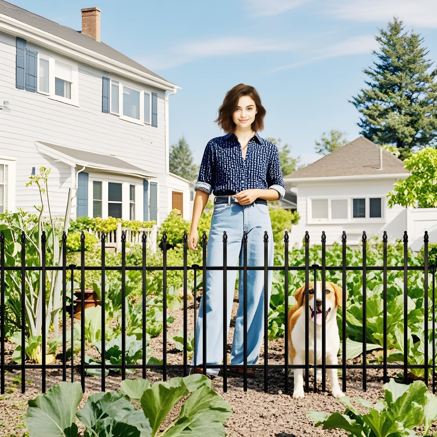 ARIFARO Decorative Metal Garden Fence 61cm high x 61cm Wide 5 Pack, Animal Barrier for Dog Pet, Border Garden Fencing for Outdoor Patio Lawn Yard Flower Bed