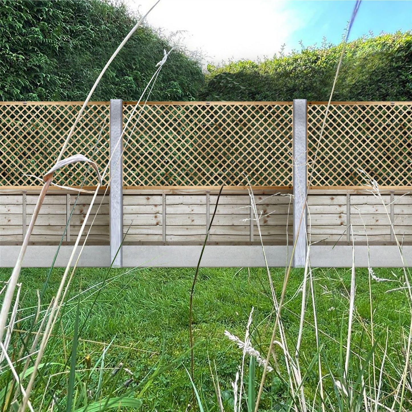 Premier Elite Alderley Rounded Edge Smooth Lattice Trellis Pressure Treated Fence Topper Panel or Wall Climber Width: 6ft (183cm) x Height: 3ft (90cm | 900mm) Standard 40mm x 40mm Hole Design