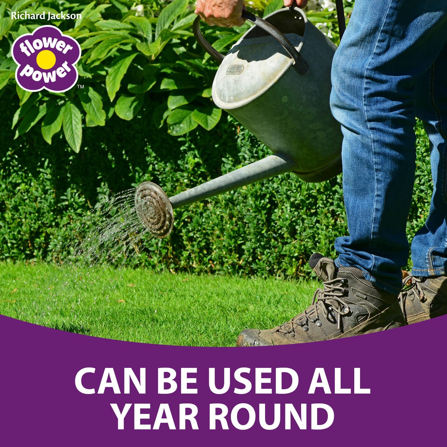 Richard Jackson Flower Power Premium Lawn Magic, Covers 500m, Lawn Feed for Gardens, Greens the Grass & Strengthens the Roots (5L)