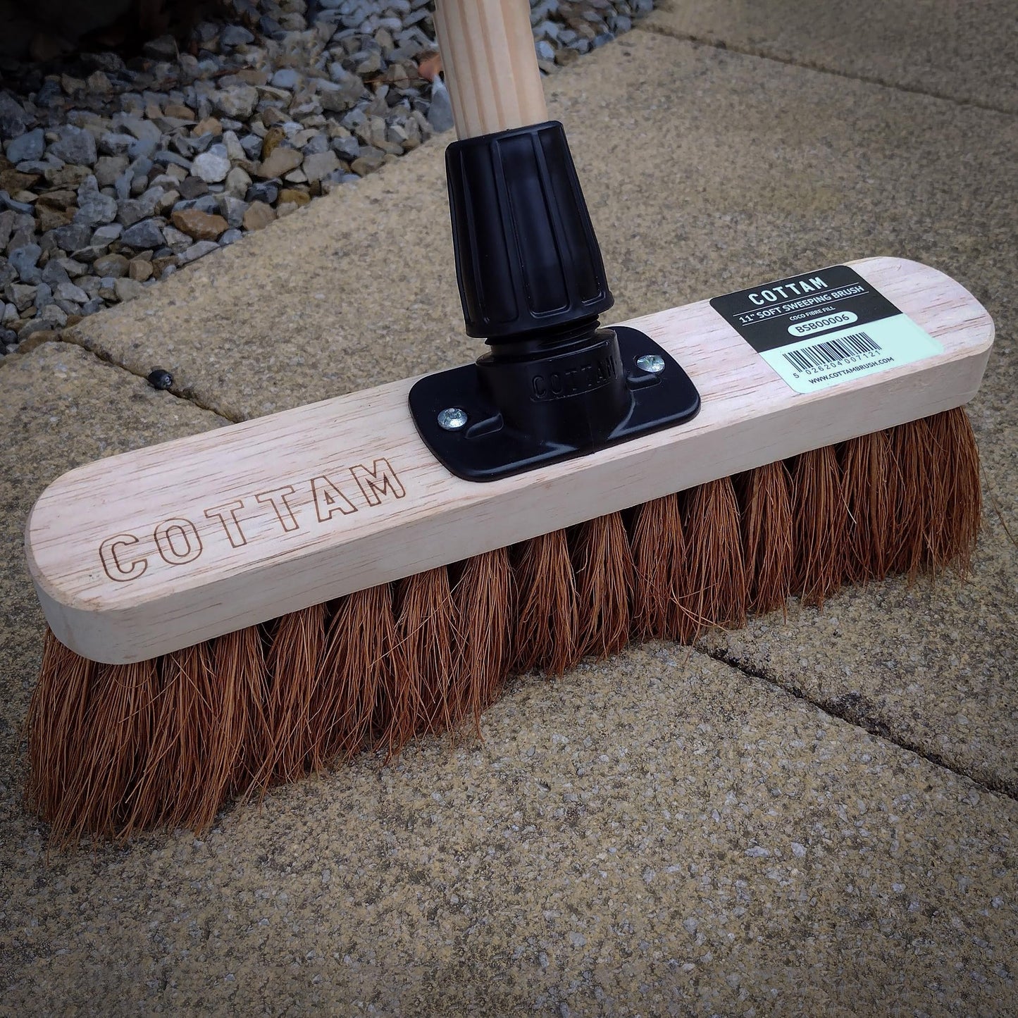 COTTAM Soft Sweeping Broom Head | Soft Sweeping Brush | 11 Inch | With Easy Broom Shank Connector - No Tools Required!