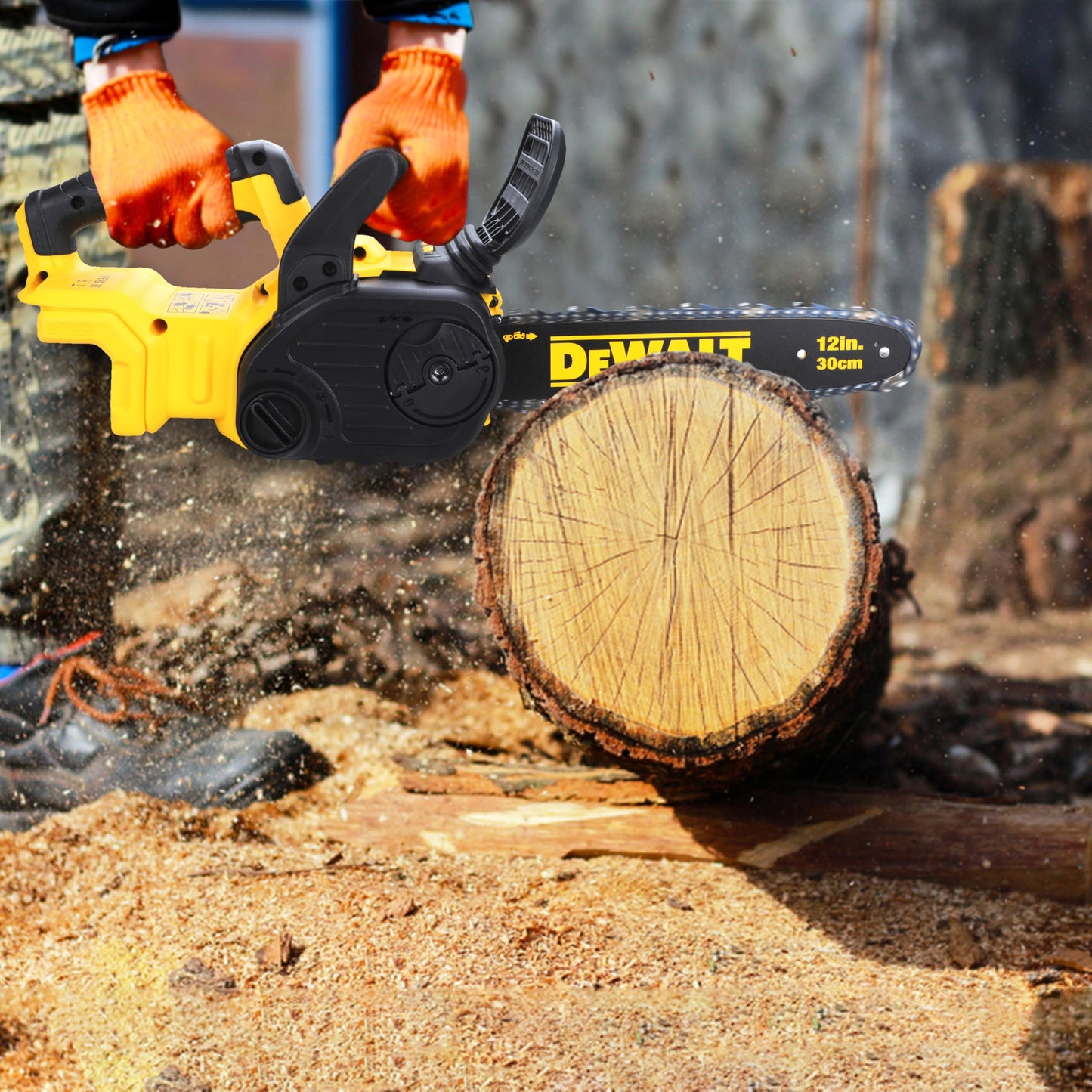 DEWALT DCM565N-XJ Electric Chainsaw 18V XR, 7.68 m/s Chain Speed, 30CM Bar & Chain