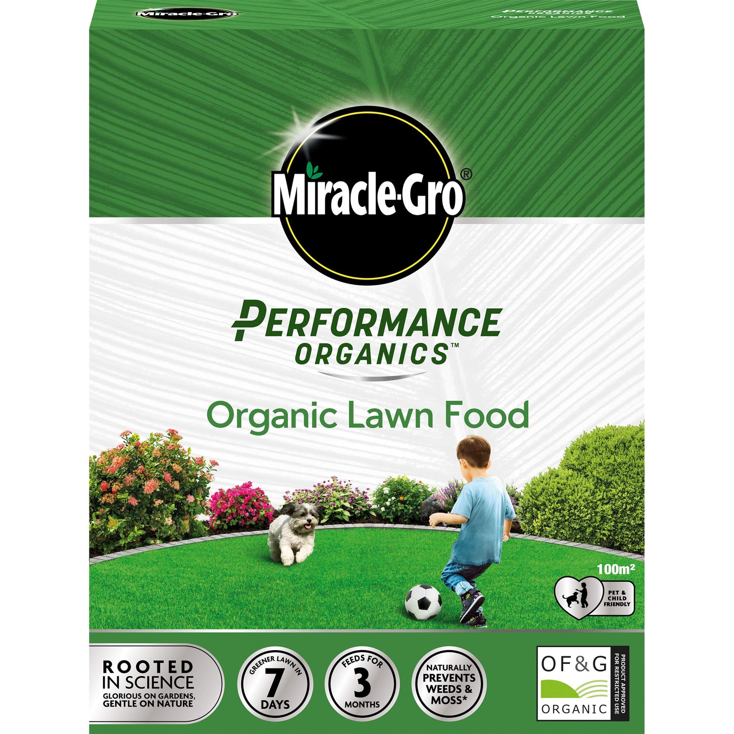 Miracle Gro Performance Organics Lawn Food, 100 m2 Coverage, 2.7 kg (Bee, Pet & Child Friendly)