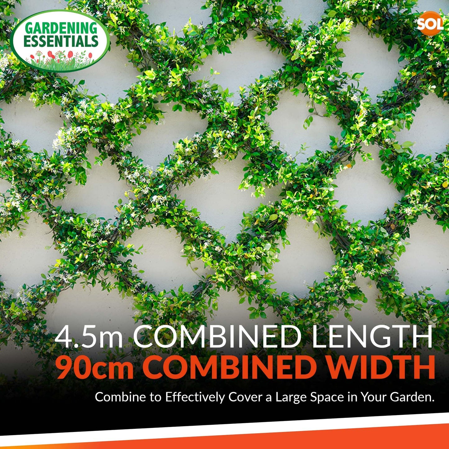 SOL 3pk Garden Trellis for Climbing Plants, 150cm x 30cm Expanding Garden Trellis for Fences, Walls & Planters, Durable Support, Withstand Weather Conditions, Ideal for Landscape & Decorations