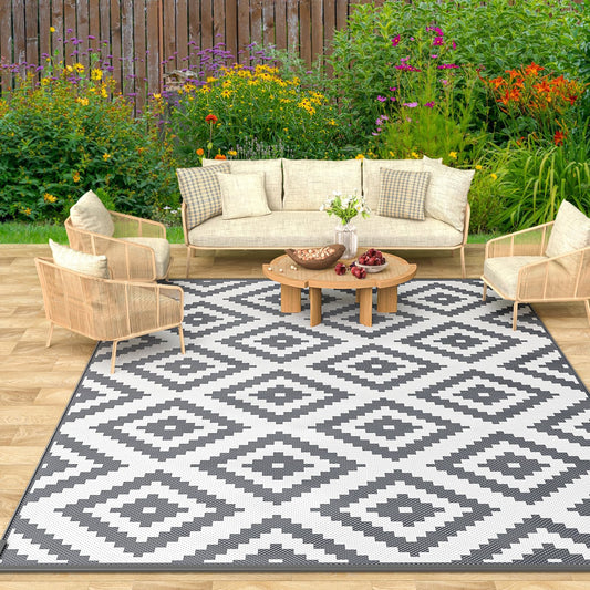 Habaylin Outdoor Rug for Patios Waterproof, Reversible Large Garden Rug, Foldable Outdoor Carpet Mat, Lightweight Plastic Area Patio Rugs for Decking RV Backyard Balcony Camping 120x180 cm