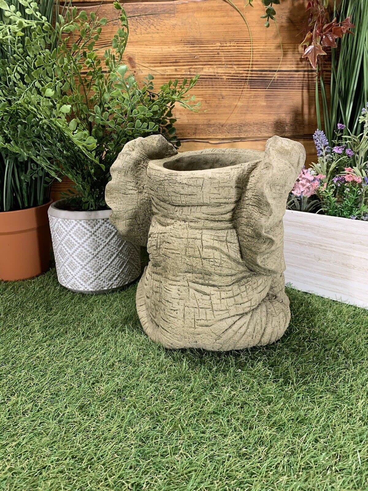 STONE GARDEN ELEPHANT PLANTER PLANT POT FLOWER POT HAND CAST ORNAMENT