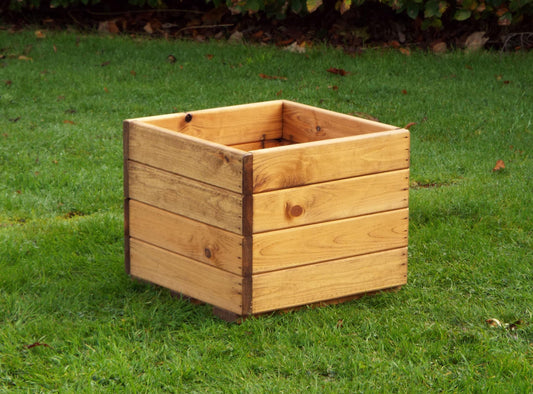 Charles Taylor Small Square Open Wooden Outdoor Planter, Flower Pot