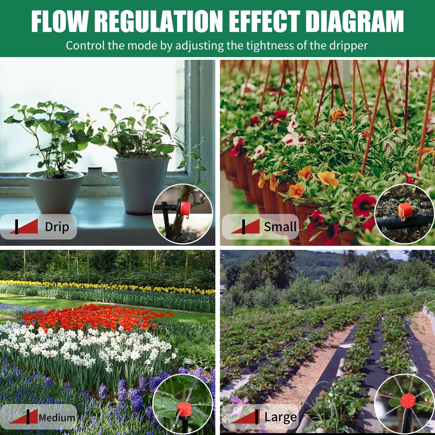 ZOUFRIDN 344 PCS Irrigation System Greenhouse Watering Systems,165FT/50M Drip Irrigation System, Automatic Irrigation System with Adjustable Nozzle Sprayer and Dripper Automatic for Lawn/Garden/Patio